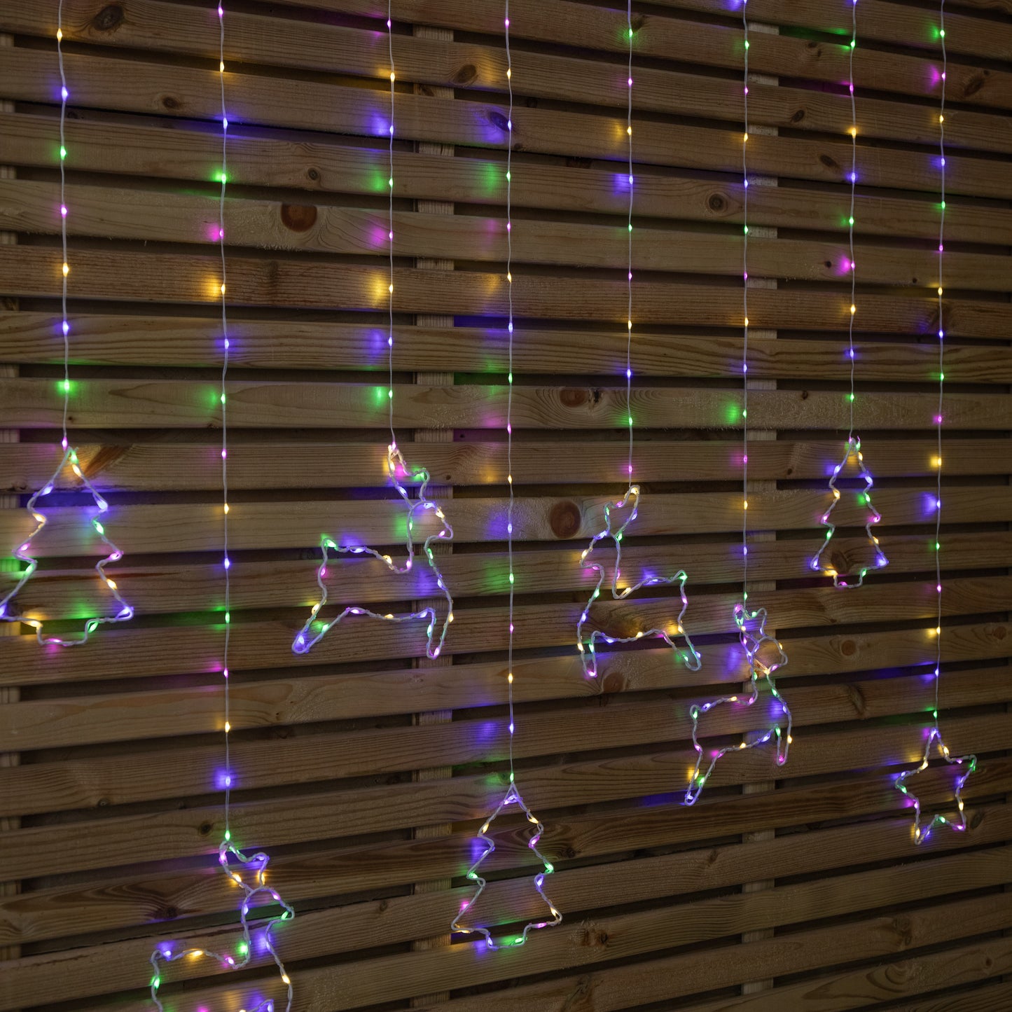 1.2 x 1.1m Christmas Window Curtain Light with 327 Multi-Coloured LEDs