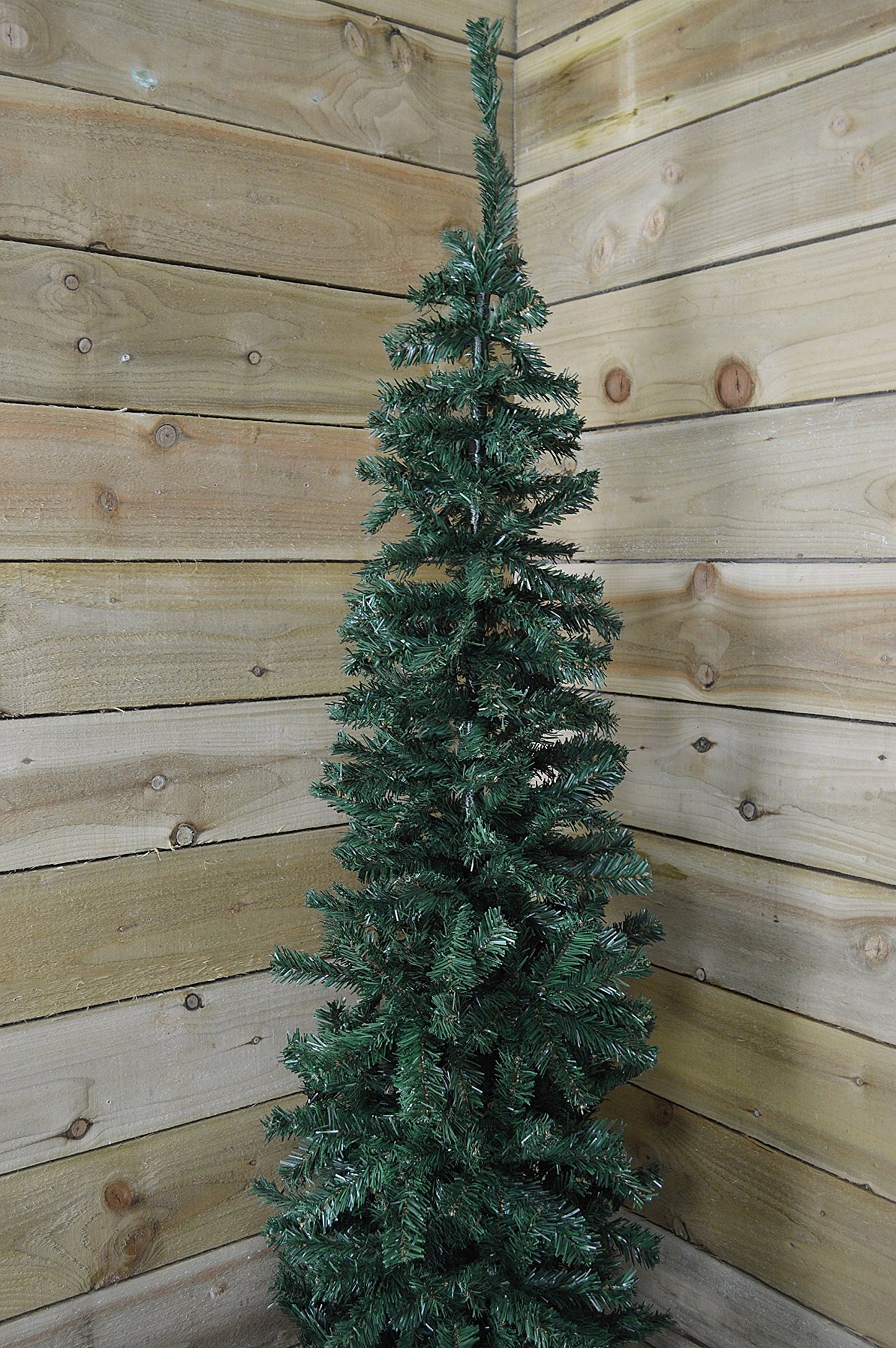 Factory Seconds: 6.5ft (2m) Plain Green Pencil Style PVC Spruce Pine Slim Christmas Tree with Stand
