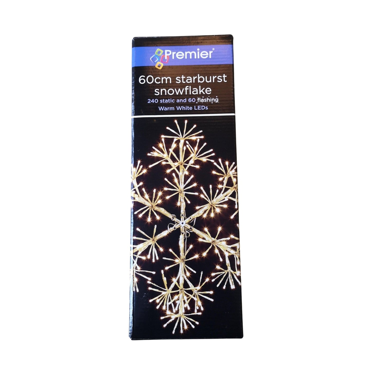 60cm Gold Starburst Snowflake Wall/Window Decoration with 300 Warm White LEDs