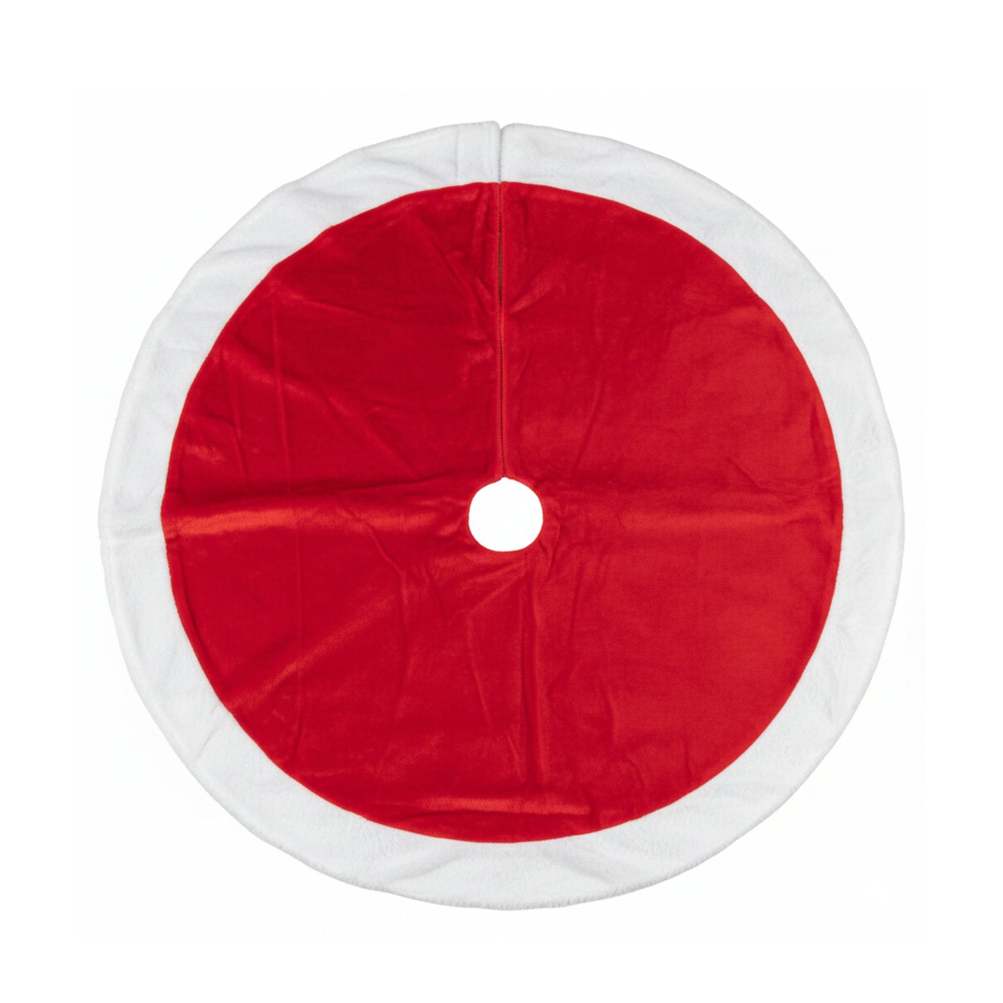 1.2m Red and White Soft Fabric Traditional Christmas Tree Skirt