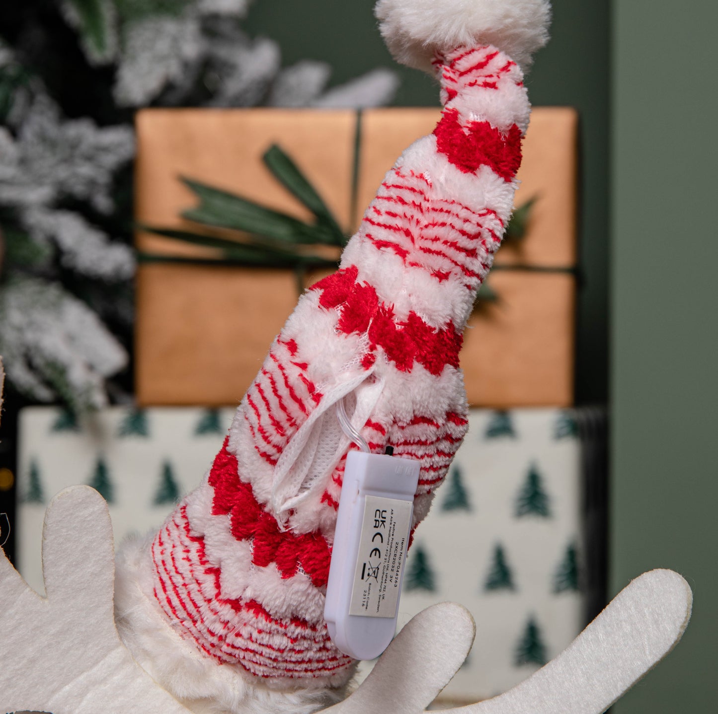 40cm Battery Operated Light up Sitting Christmas Reindeer in Red & White Jumper