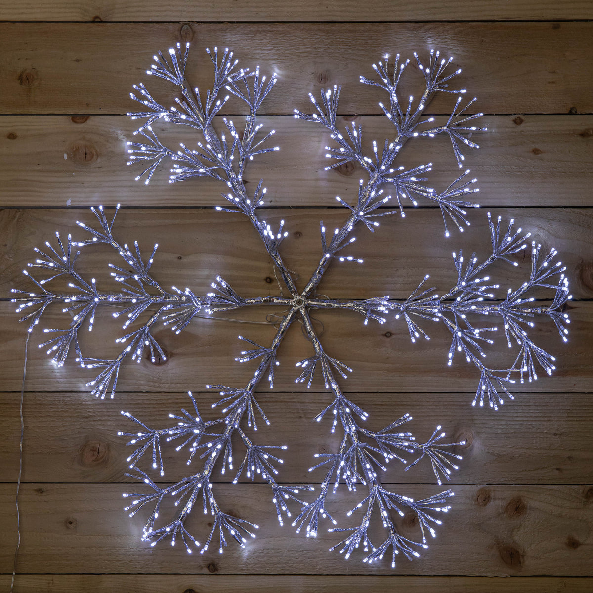 Premier 90cm Silver Starburst Snowflake Wall Window Decoration With 660 White LEDs