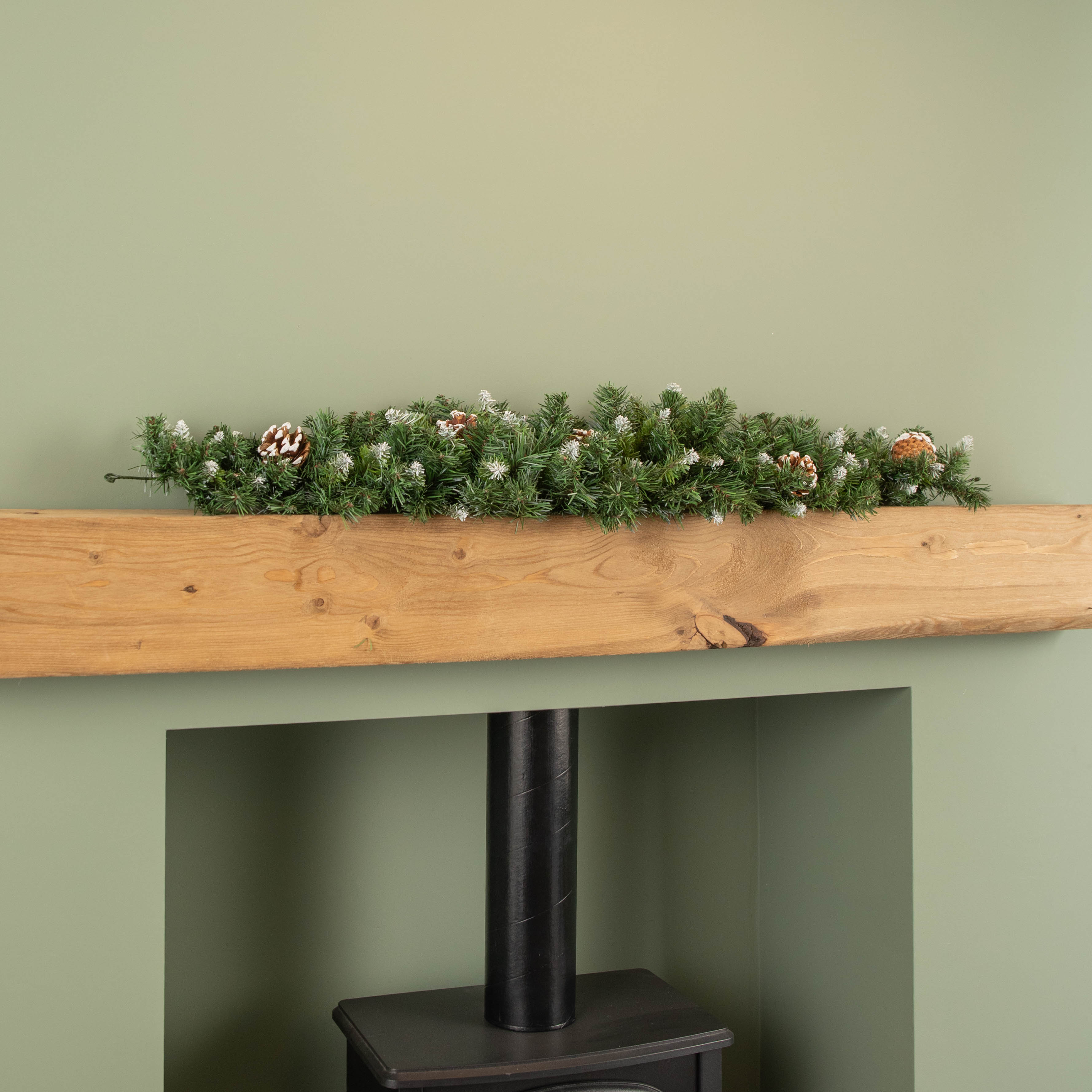 90cm Snow King Fir Christmas Swag Garland Pine Cones & Snow Tips