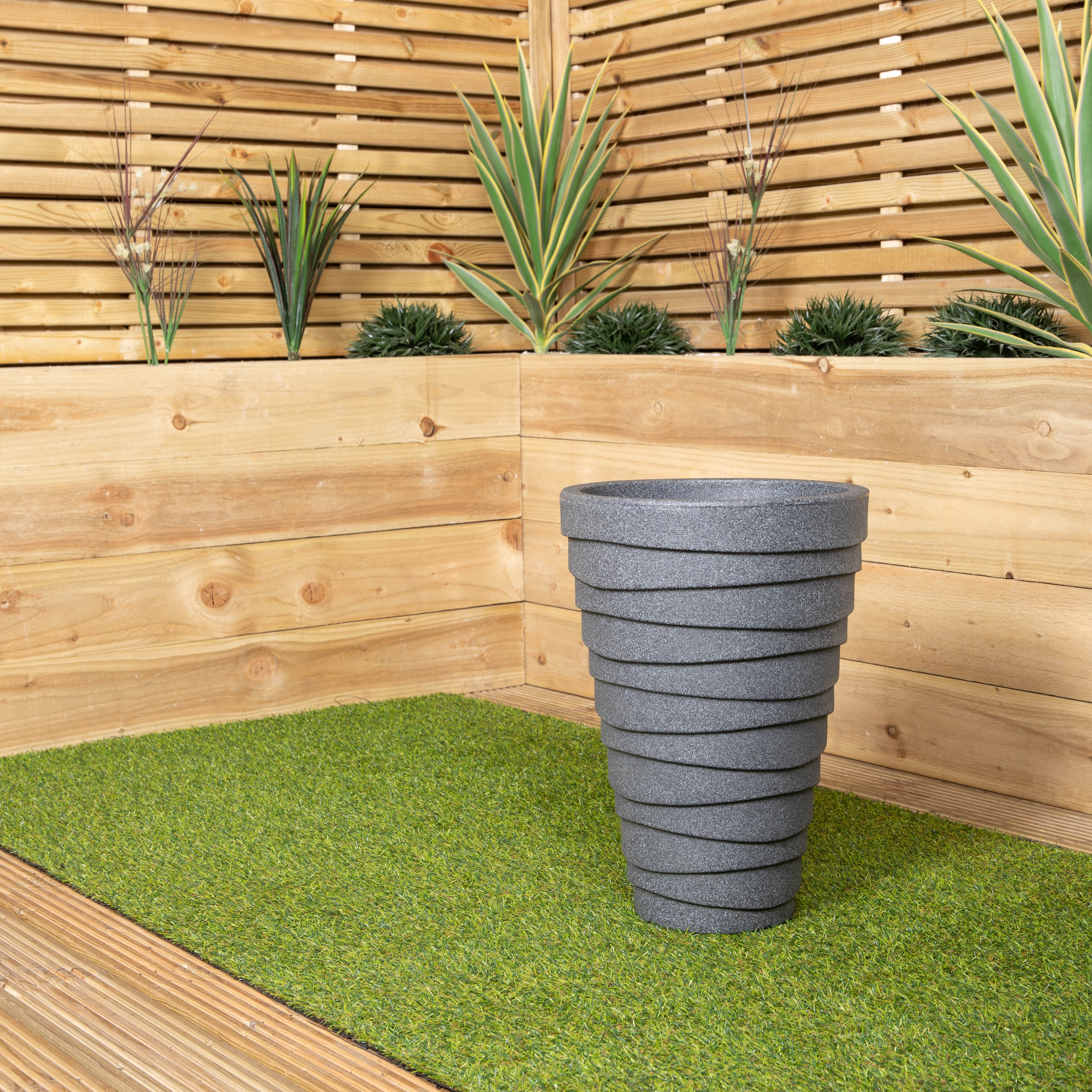46cm Small Round Grey Garden Patio Trojan Plant Pot