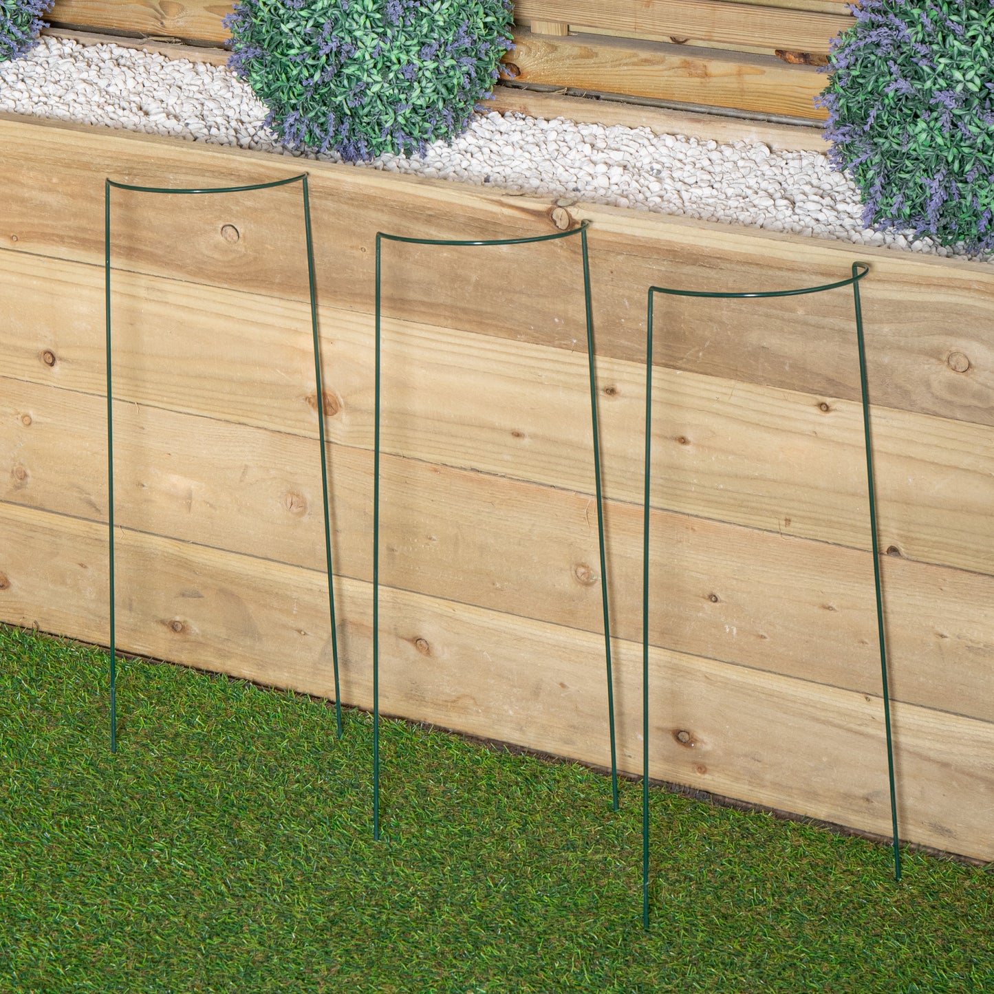 Pack of 3 Tom Chambers Urban Metal Green Herbaceous Garden Plant Support Arc 20cm x 60cm - Small