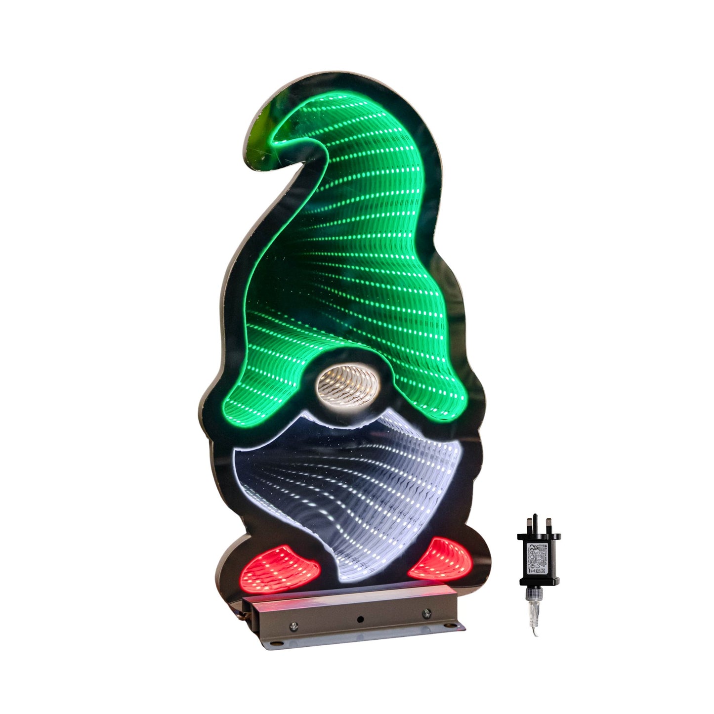 40cm Infinity Gonk with Hat on Metal Base with Green, White and Red LEDs