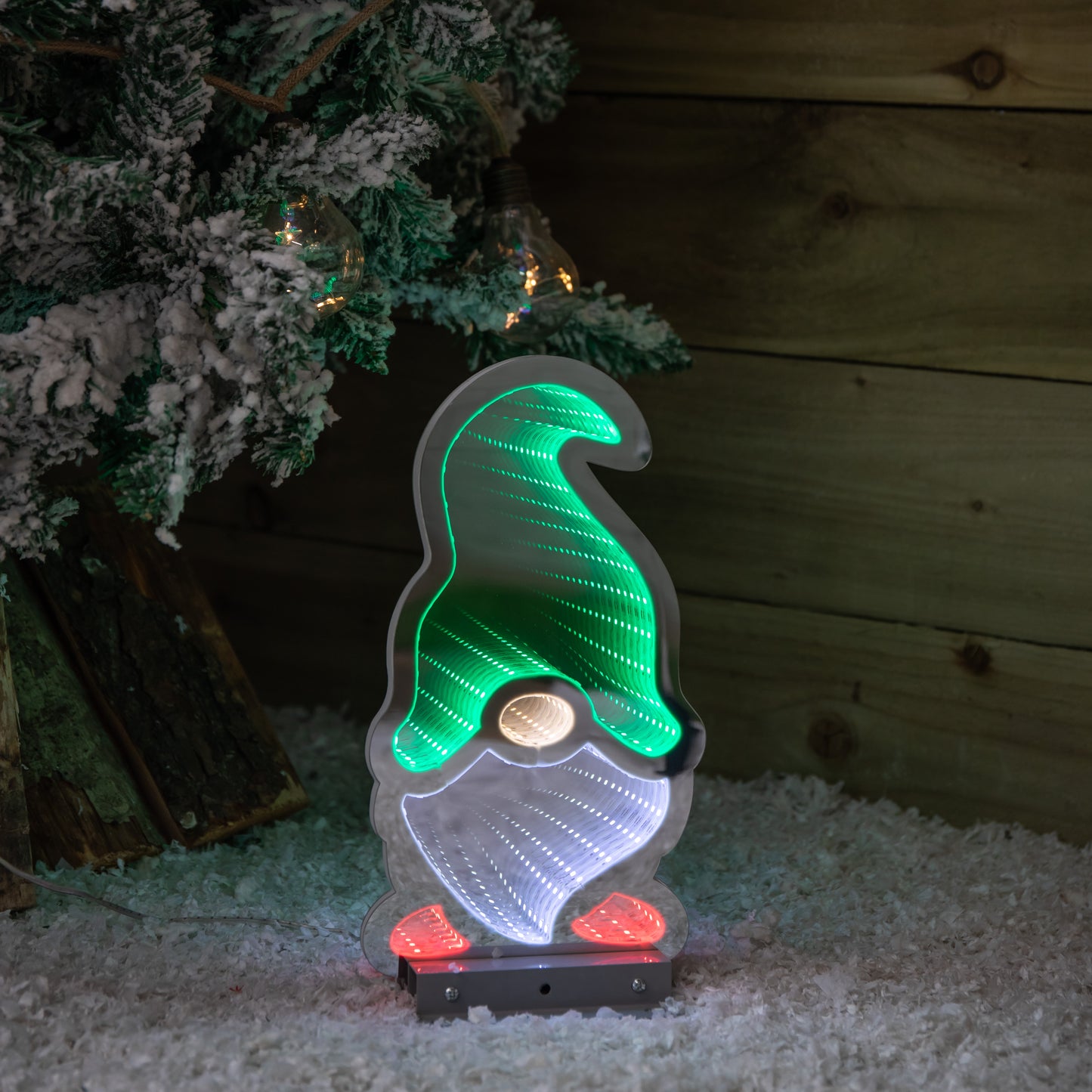 Factory Seconds: 30cm Infinity Light up Christmas Gonk Decoration with Green & White LEDs on Metal Base