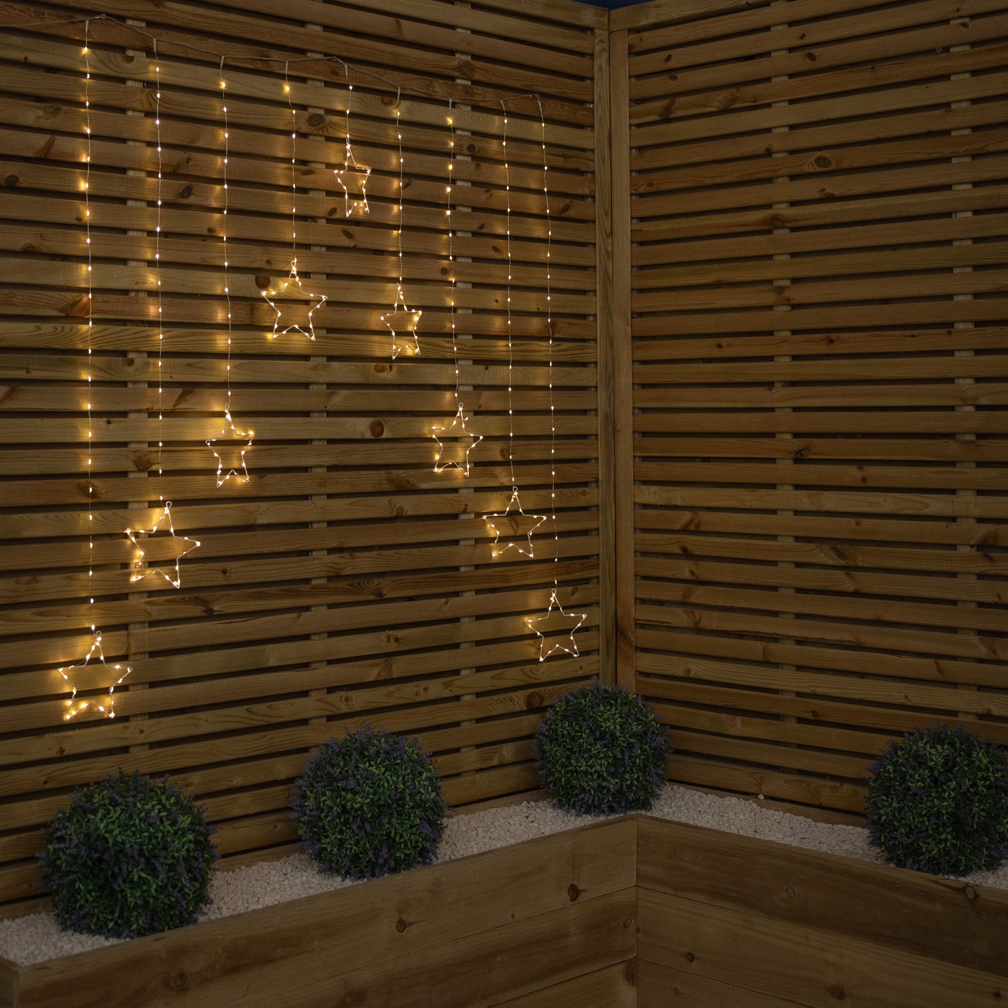 1.2m x 1.2m Light up Star Pin Wire Christmas Curtain Lights with 303 Warm White LEDs