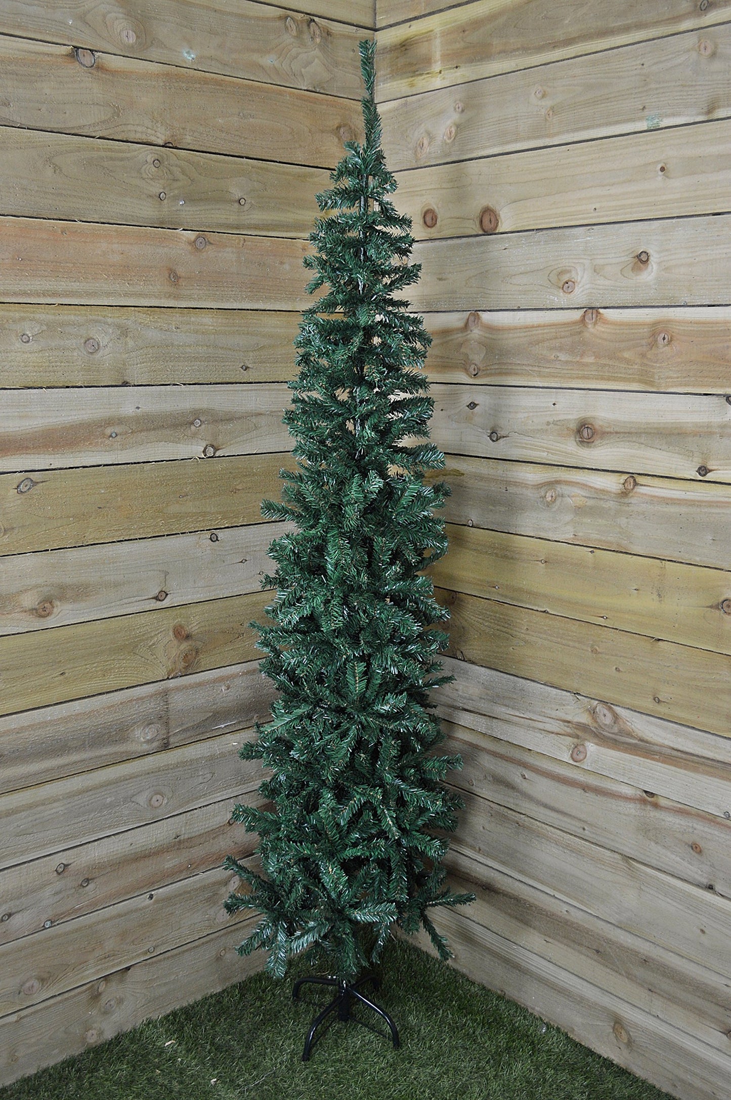 Factory Seconds: 6.5ft (2m) Plain Green Pencil Style PVC Spruce Pine Slim Christmas Tree with Stand