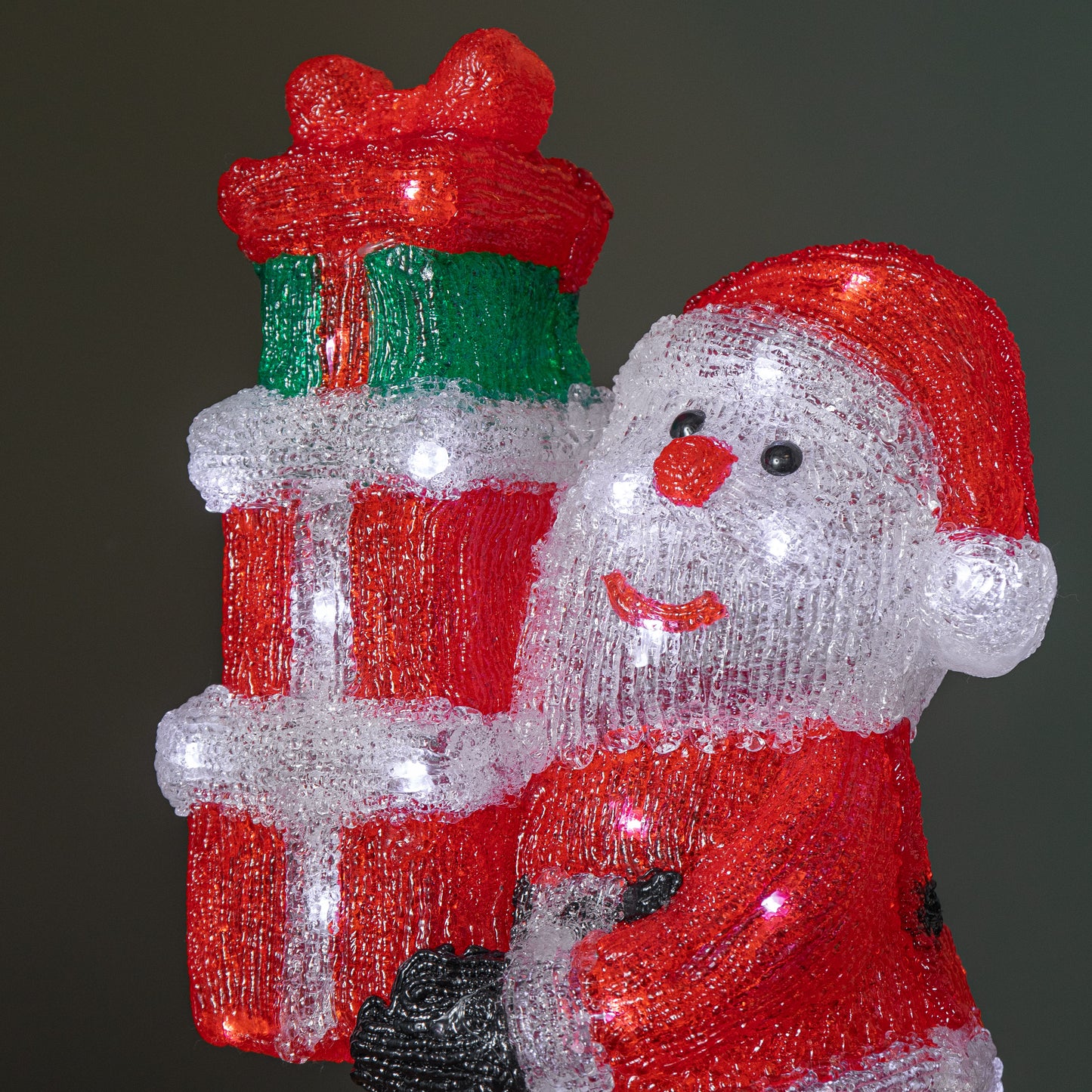 41cm Light up Acrylic Christmas Santa with 3 Gifts and 40 White LEDs