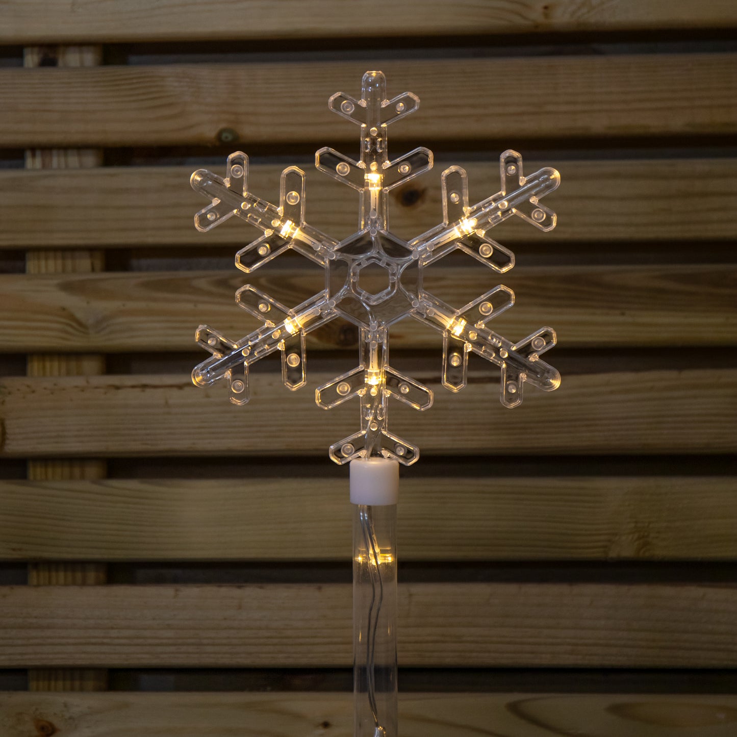 69cm Set of 4 Plastic Crystal Snowflake Pathfinder Christmas Lights with Warm White LEDs