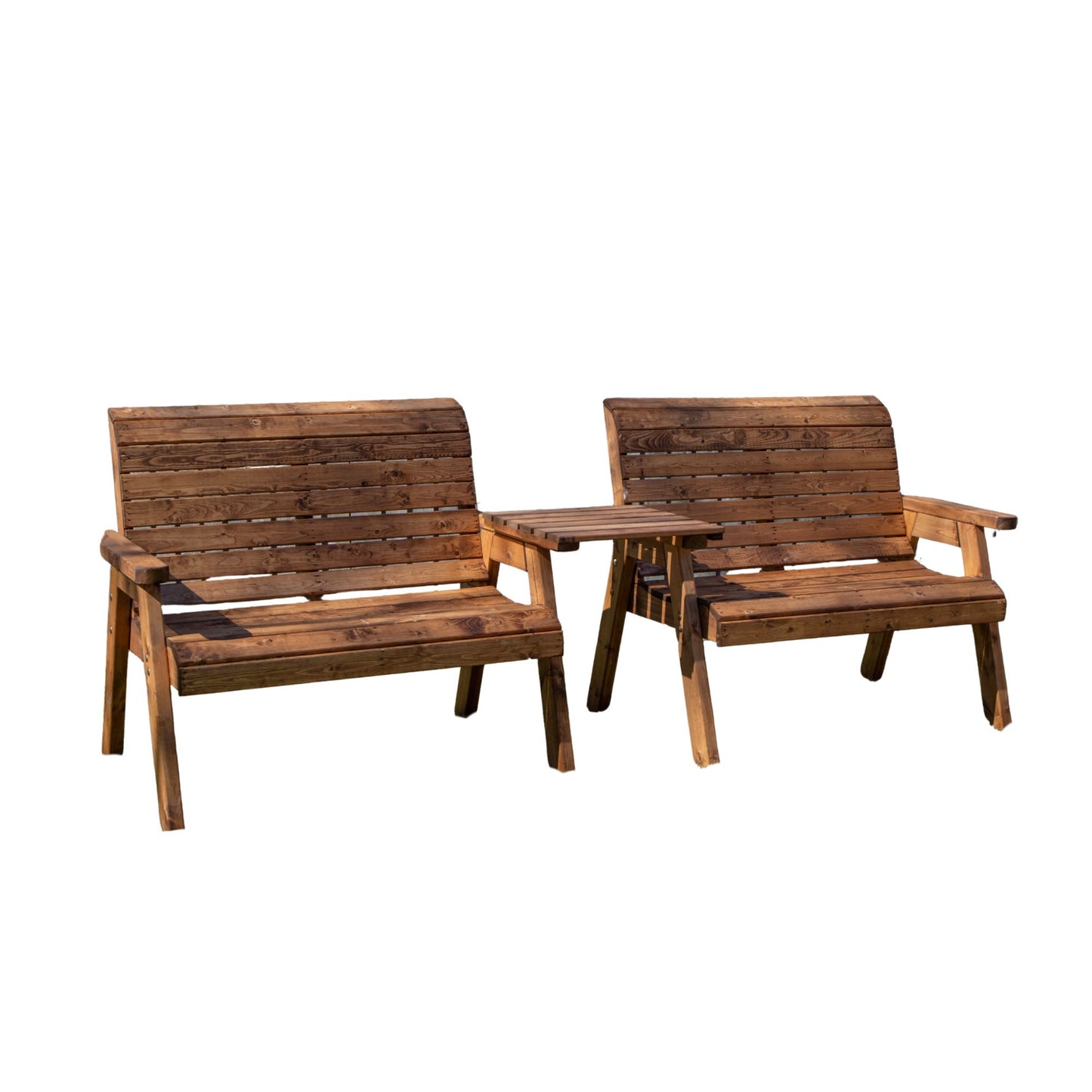 Hand Made 4 Seater Chunky Rustic Wooden Furniture with 2 Benches & Straight Tray