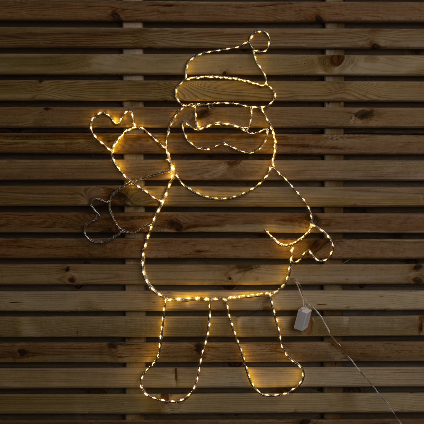 79cm x 54cm Light up Waving Santa Christmas Silhouette with Warm White LEDs