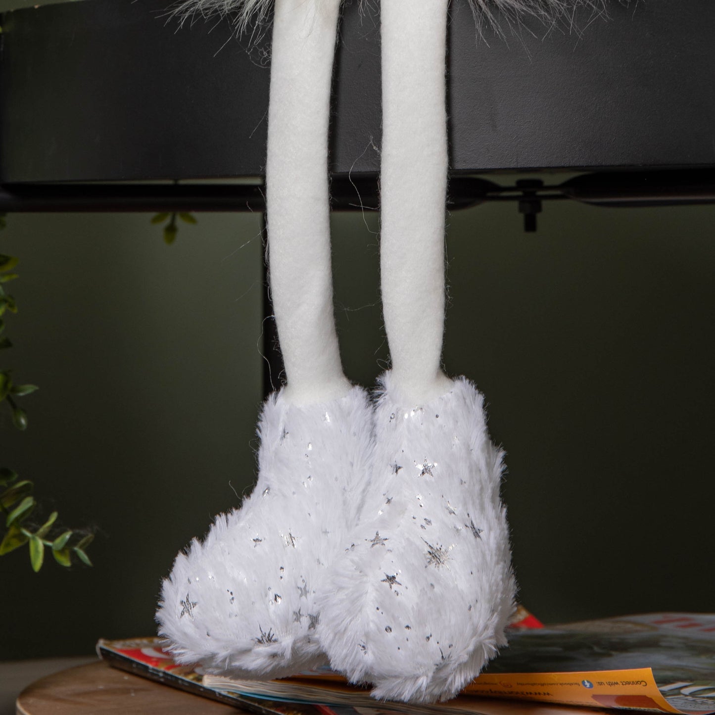 70cm Festive Christmas Rainbow Haired Plush Gonk Dangly Legs & Starry Hat