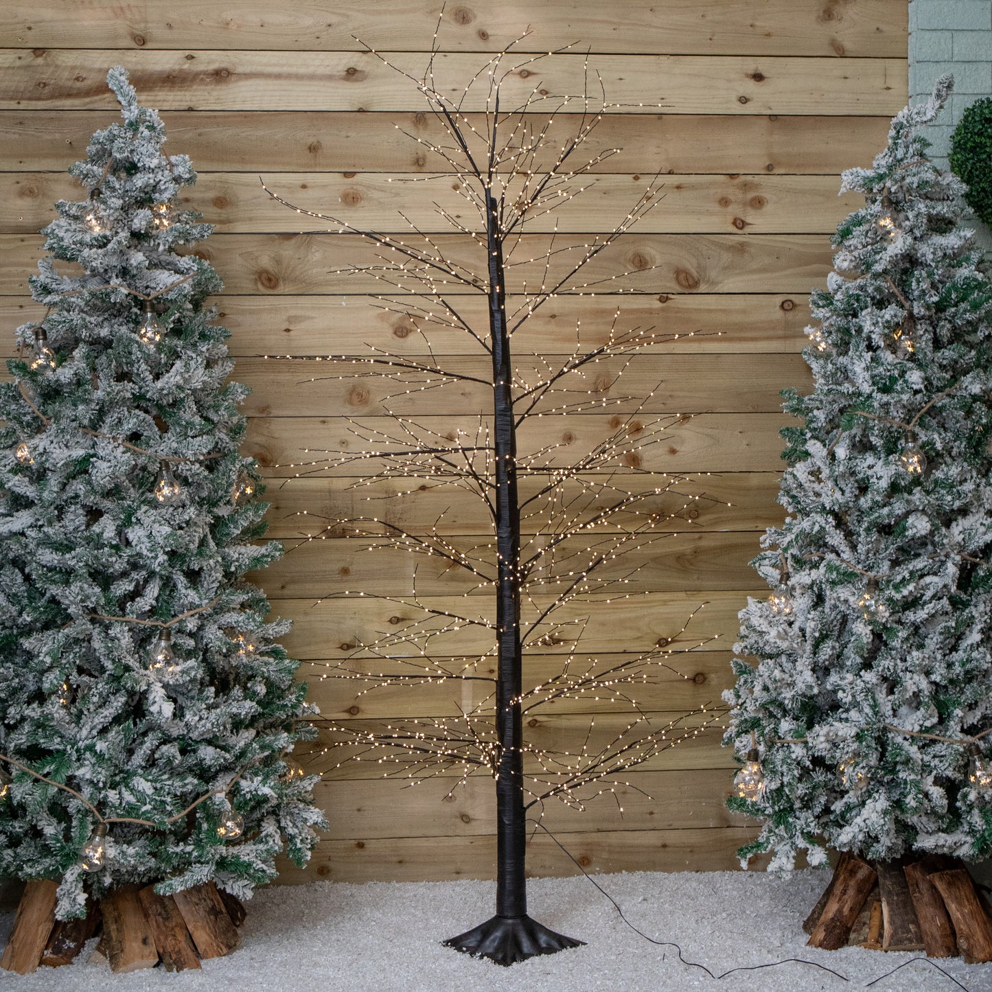 7ft (2.10m) Tall Light up Black Micro Dot Christmas Tree with 1600 Warm White LEDs