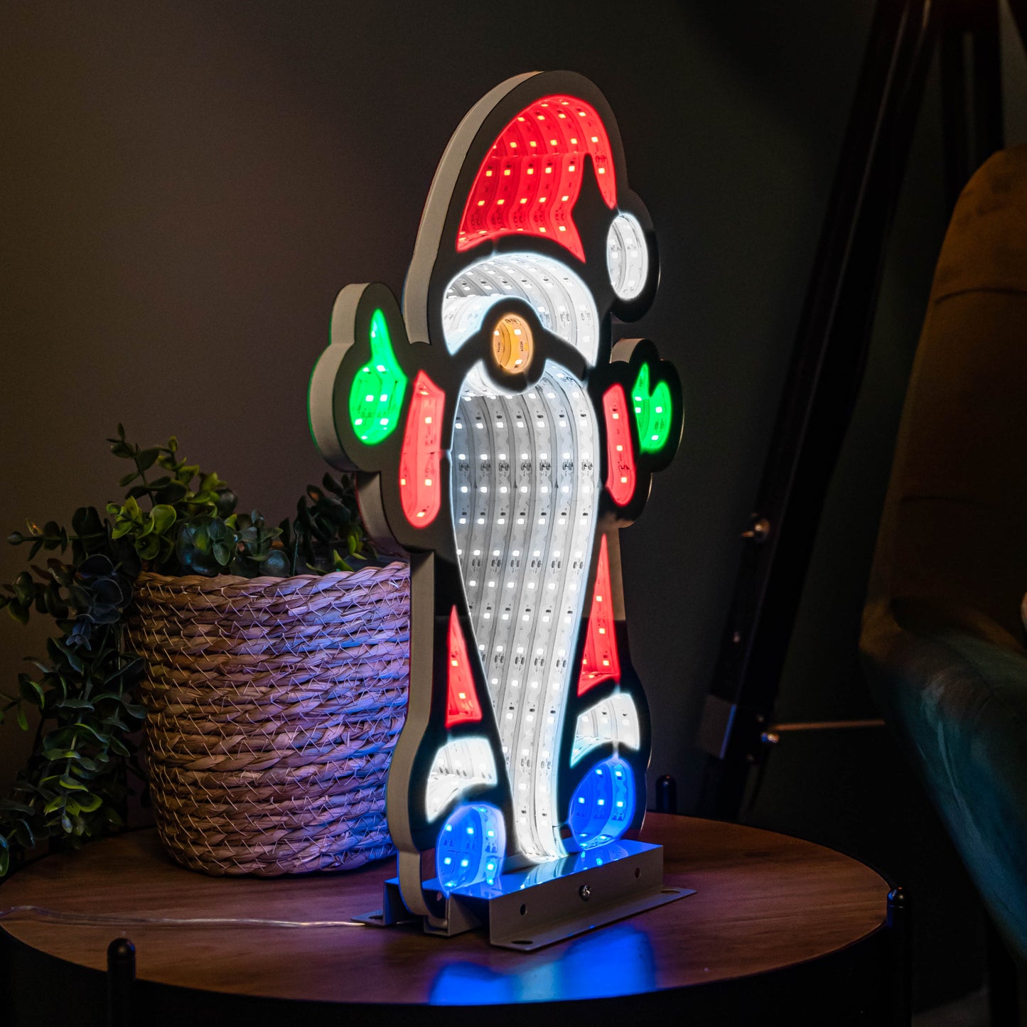 40cm Infinity Christmas Santa with Metal Base and Multi-Coloured LEDs