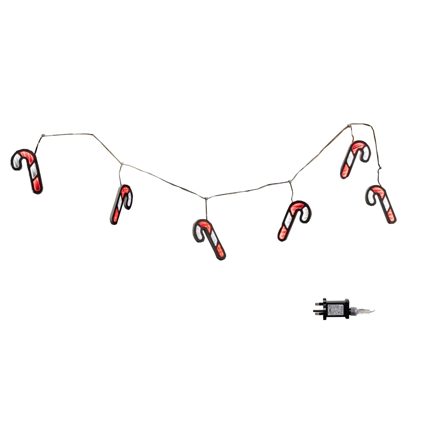 1.75m 6 Hanging Candy Cane Christmas Infinity Light Garland with LEDs