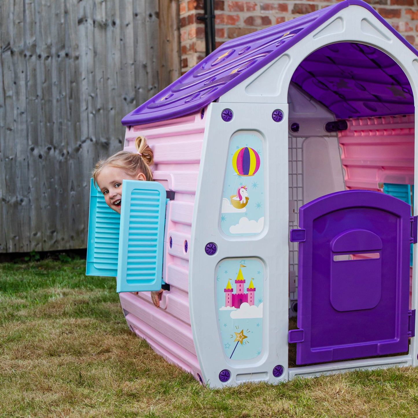1.09m Purple Kids Indoor Outdoor Plastic Wendy House Unicorn Magical Playhouse