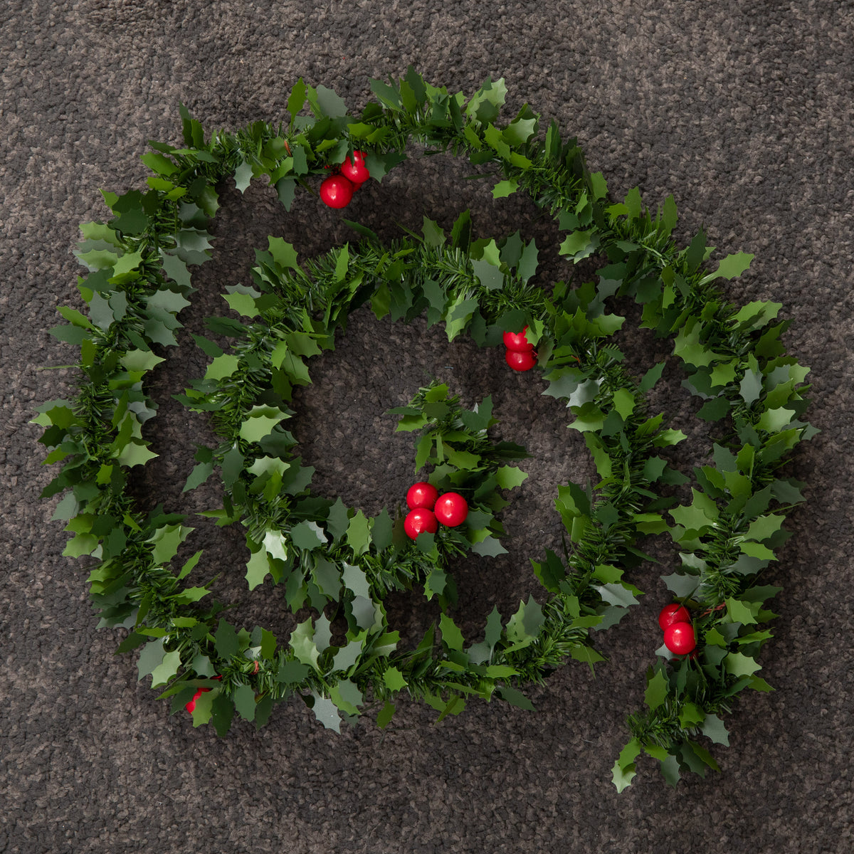 2m Christmas Holly with Red Berries Tinsel / Garland