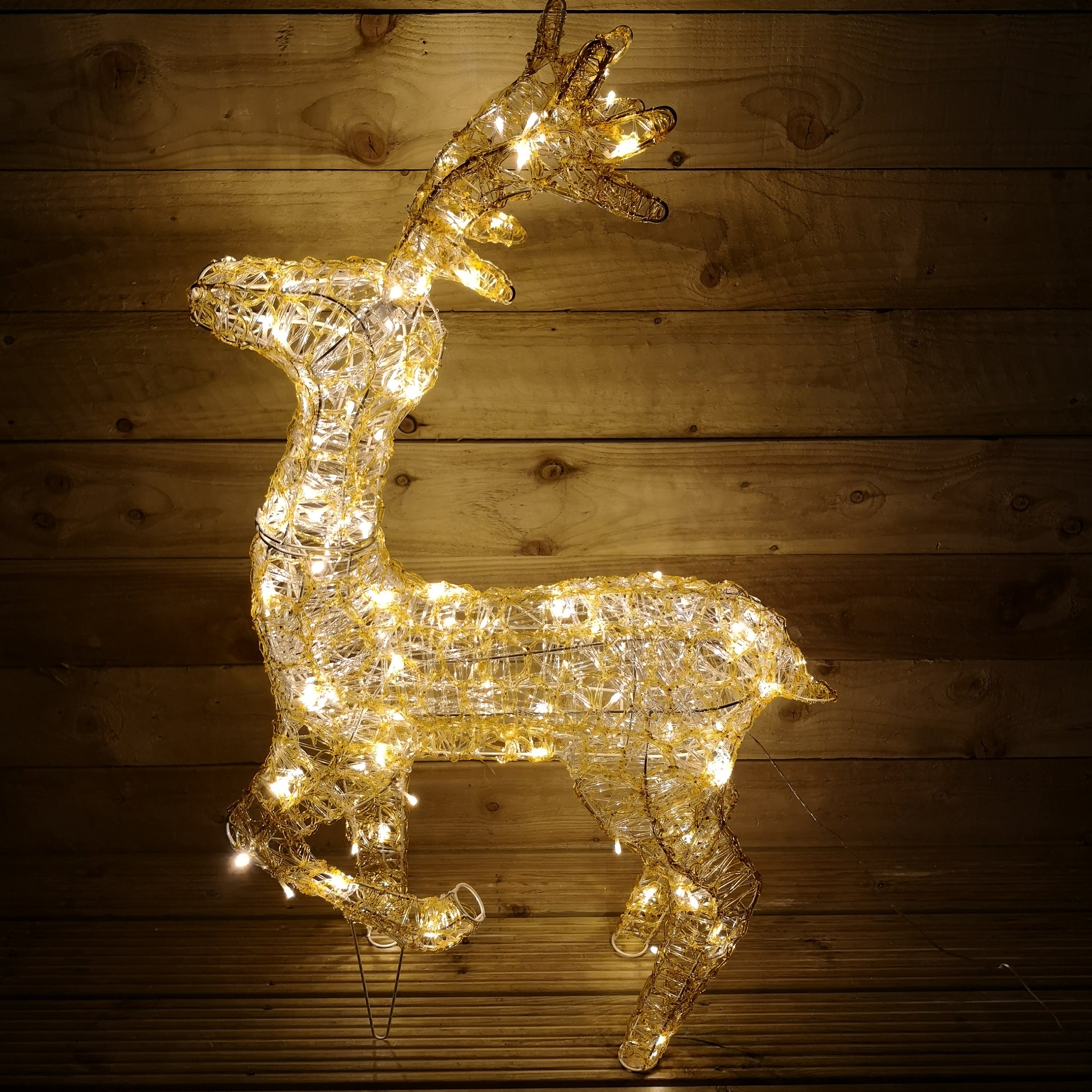 1.05m LED Indoor Outdoor Acrylic Standing Reindeer Christmas Decoration in Warm White
