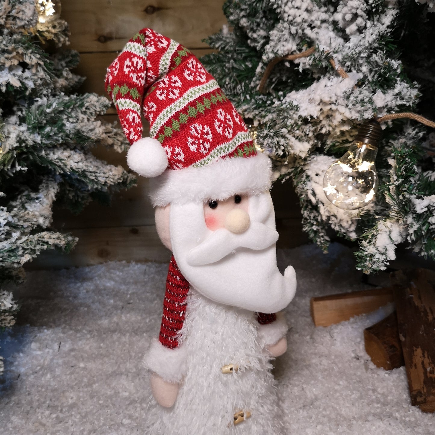 46cm Battery Operated LED Standing White Santa Christmas Decoration