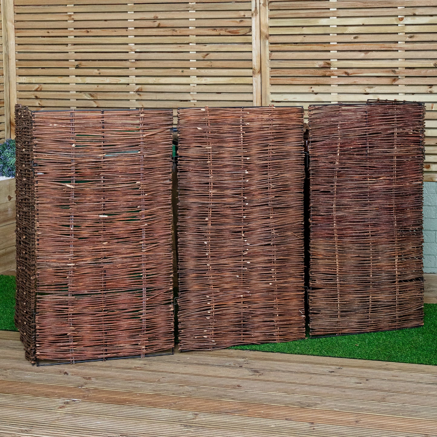 1.16m x 1.83m Triple Garden Patio Willow Wheelie Bin Screen Hideaway