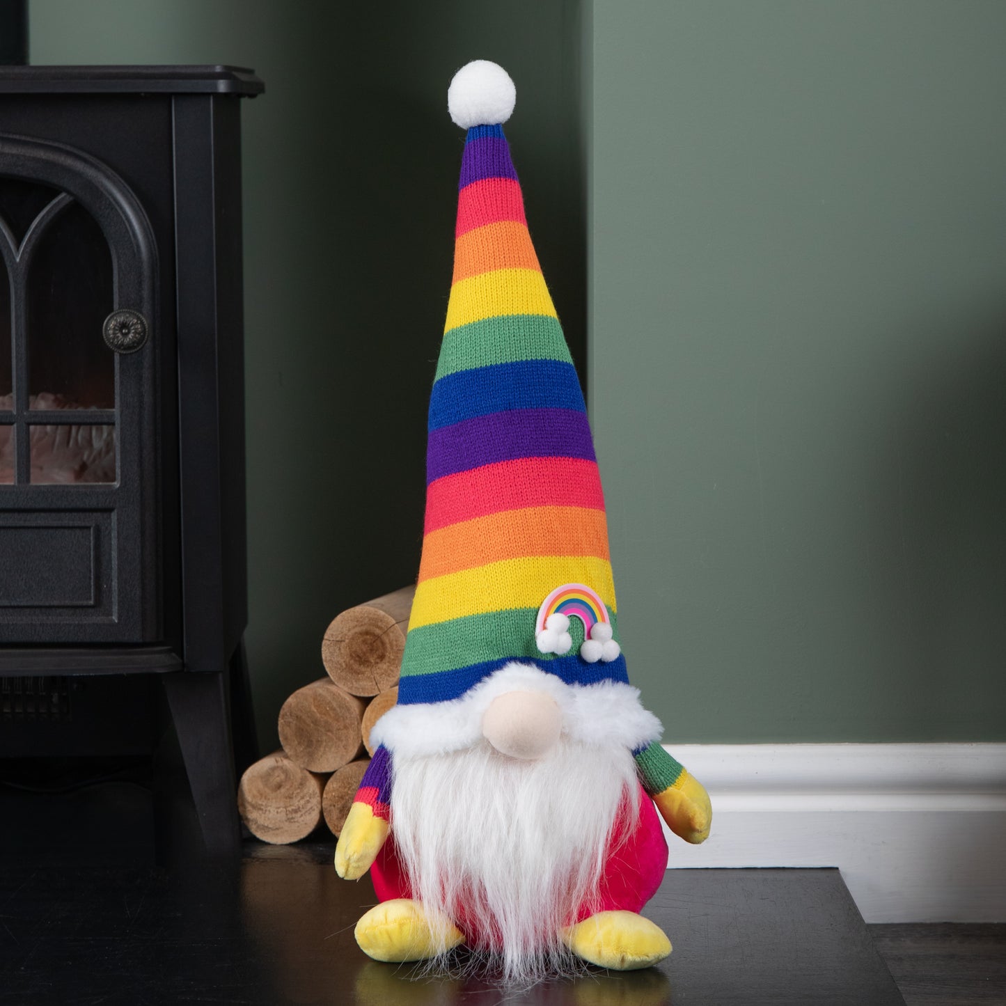 45cm Sitting Plush Christmas Gonk Decoration in Rainbow