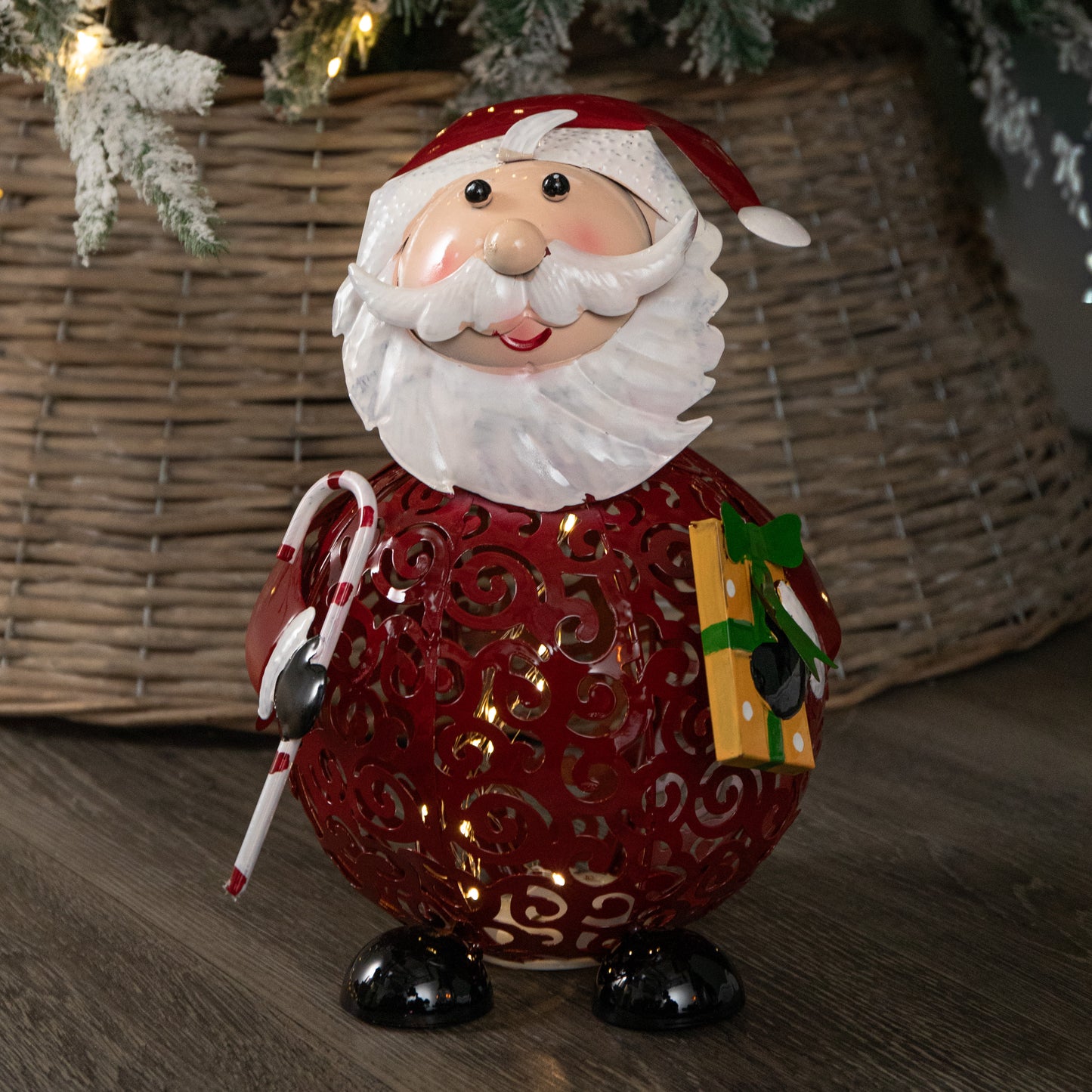 30cm Battery Operated Filigree Christmas Santa Folk Light Decoration with LEDs