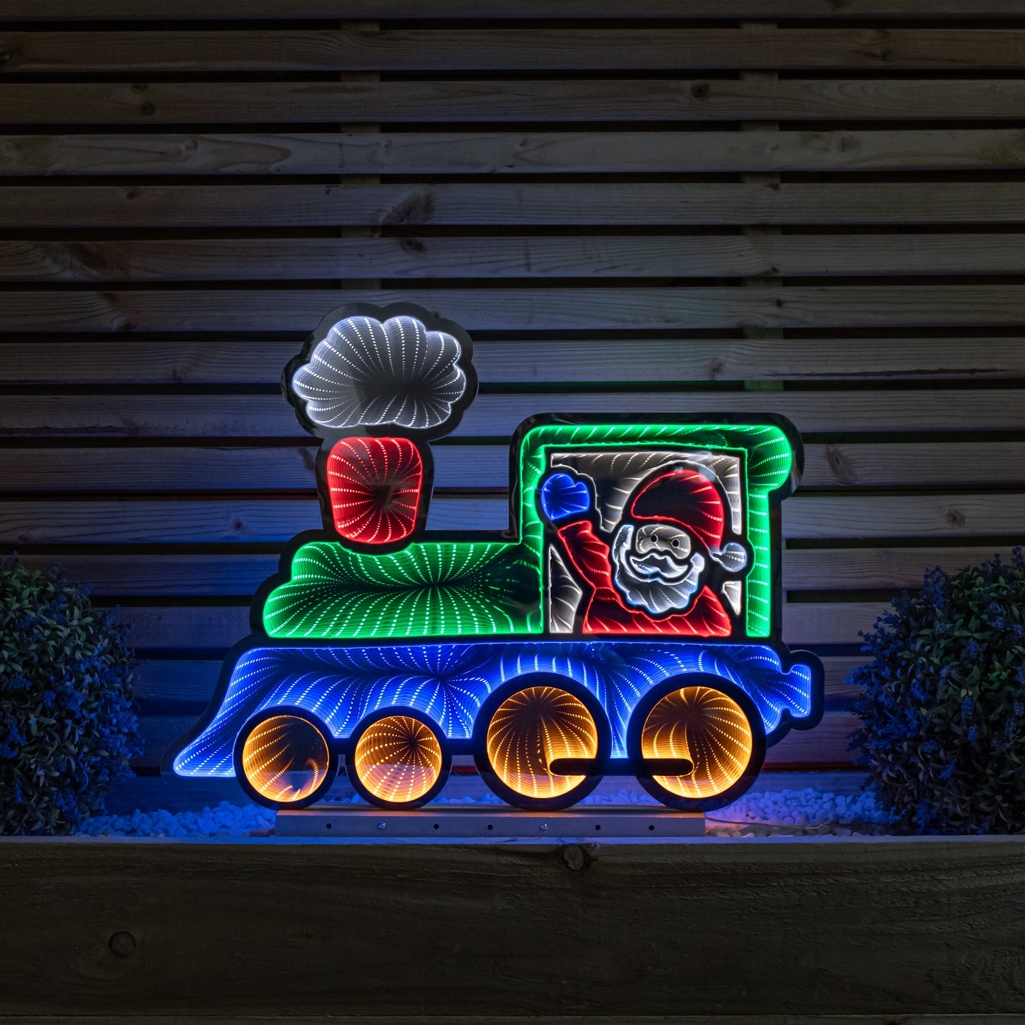 63cm Light up Christmas Train Infinity Decoration with Santa & LEDs