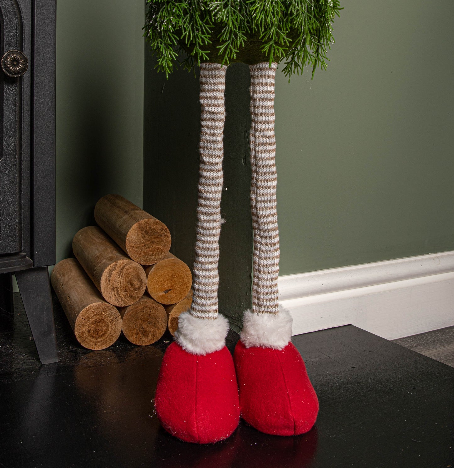 76cm Red and White Christmas Tree Standing Gonk with Snowflake Hat and Extendable Legs