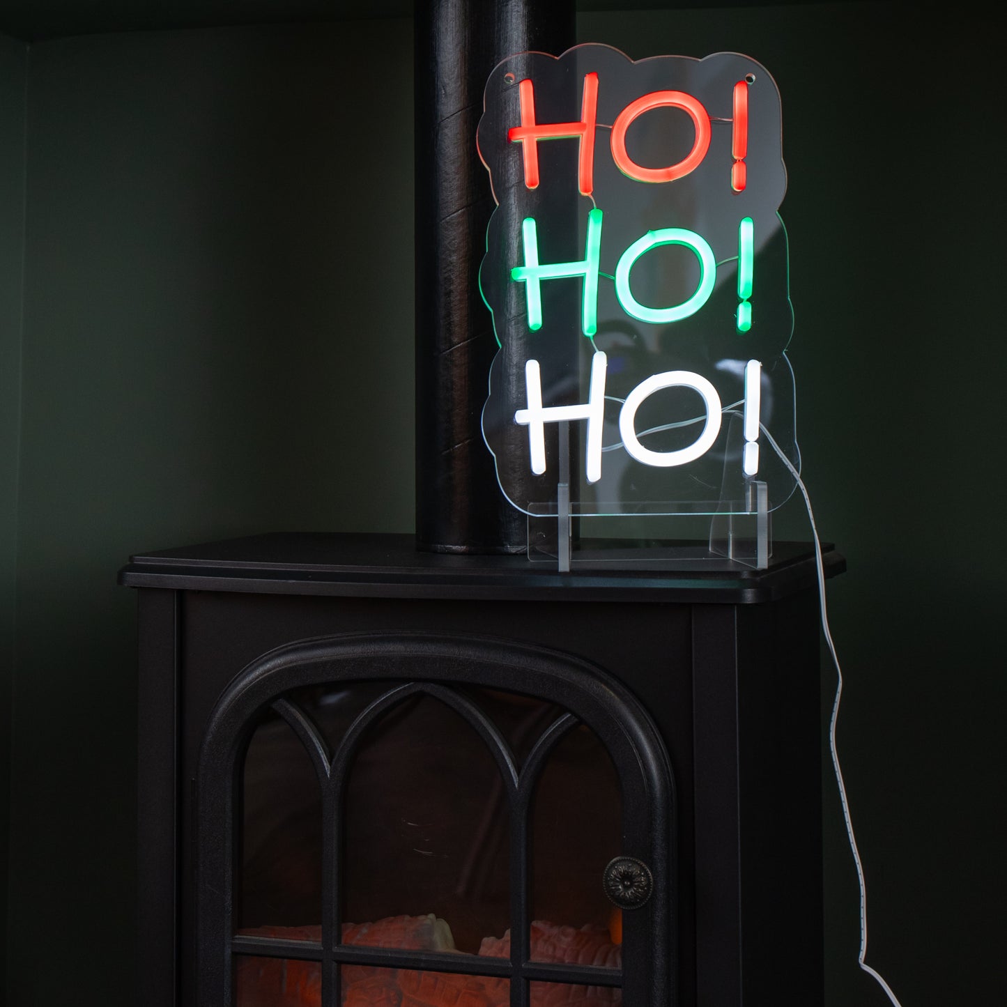 29cm Light up Hanging or Freestanding Christmas Ho Ho Ho Neon Sign
