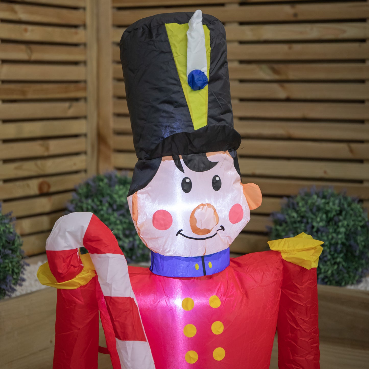 1.2m (4ft) Light up Toy Soldier with Candy Cane Christmas Inflatable Decoration