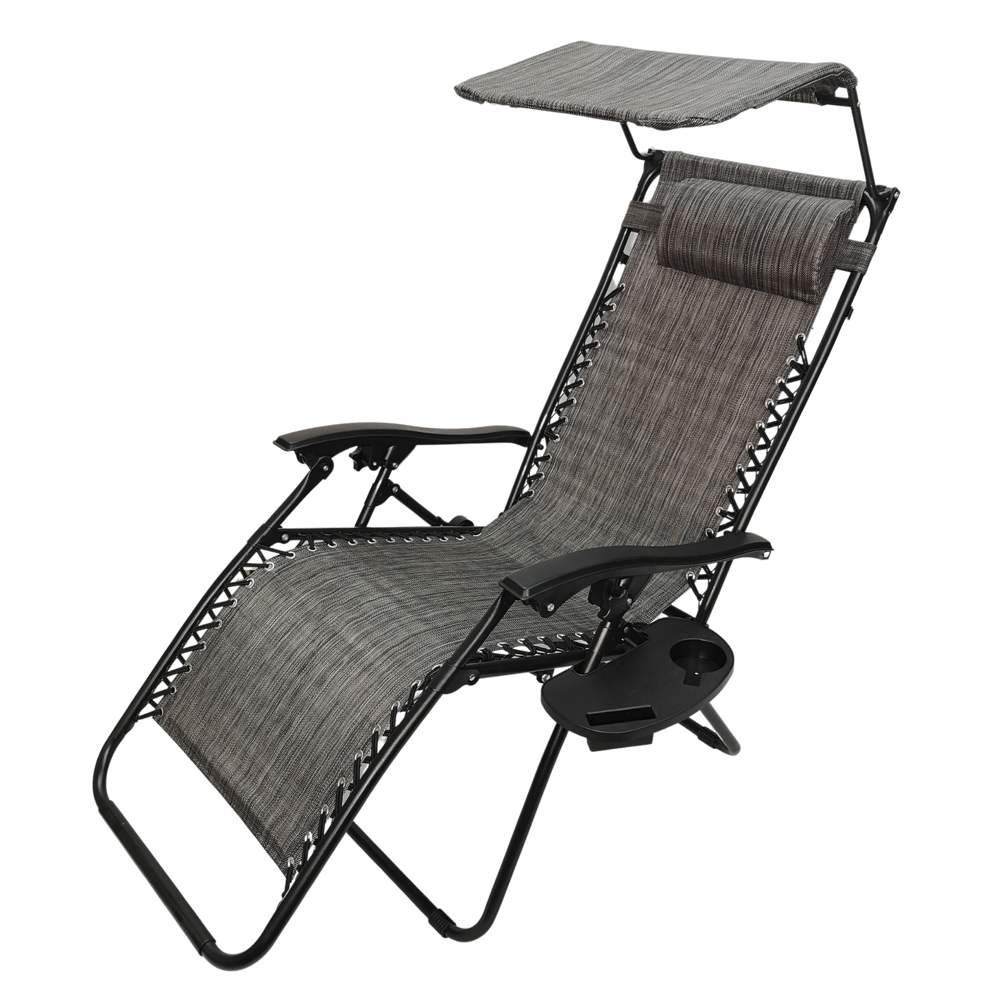 Multi Position Garden Gravity Relaxer Chair Sun Lounger with Sun Canopy in Grey