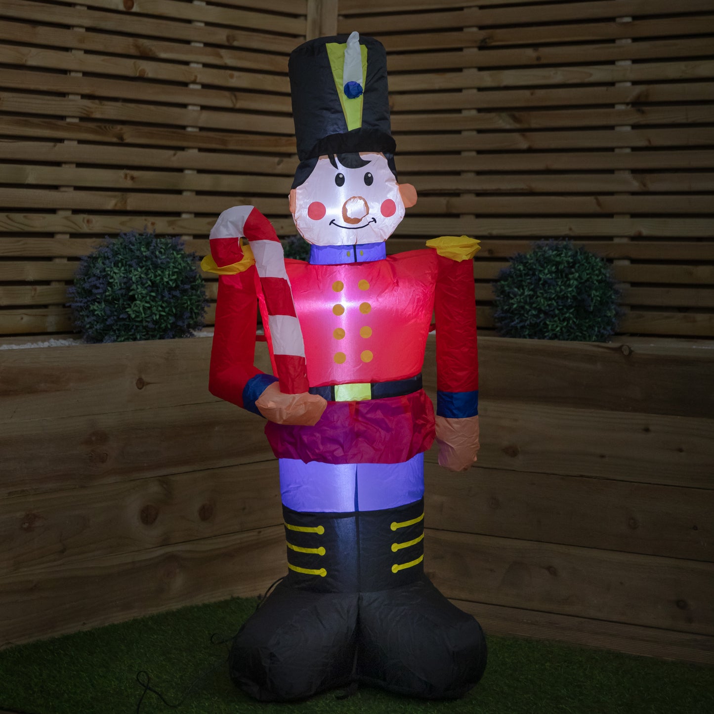 1.2m (4ft) Light up Toy Soldier with Candy Cane Christmas Inflatable Decoration