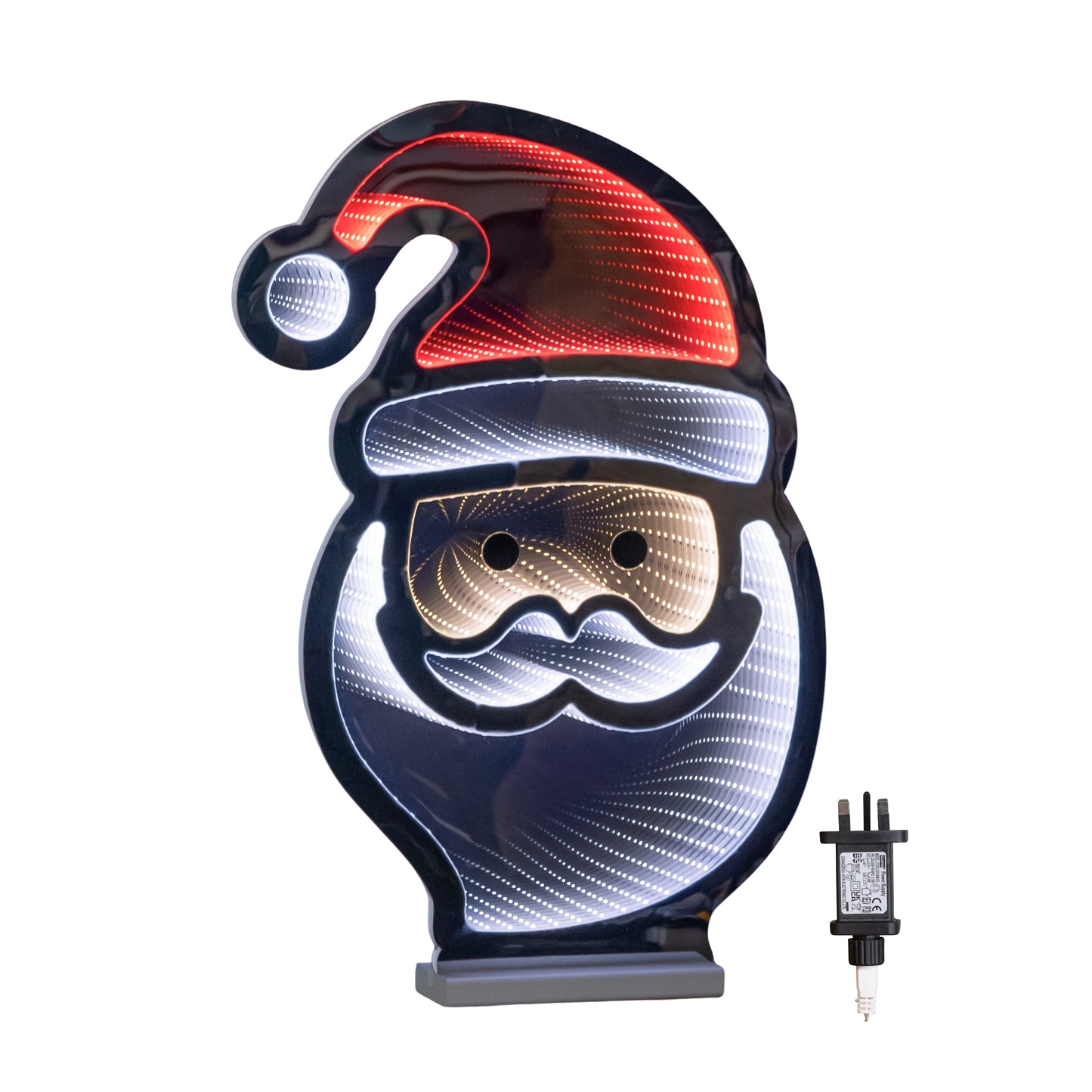 60cm Light up Christmas Santa Infinity Light with LEDs on Wooden Base