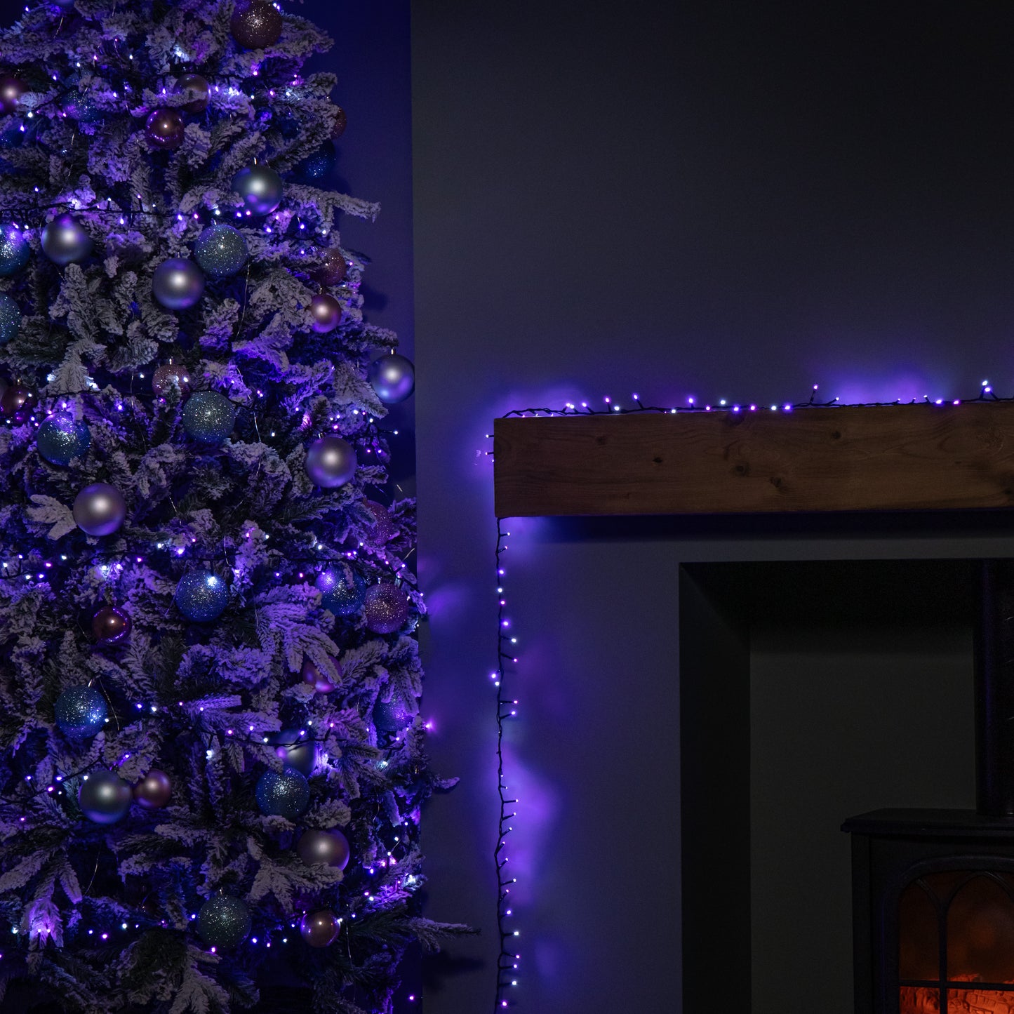 18.7m 750 LED TreeBrights Christmas String Lights with Timer in Blue, White & Purple