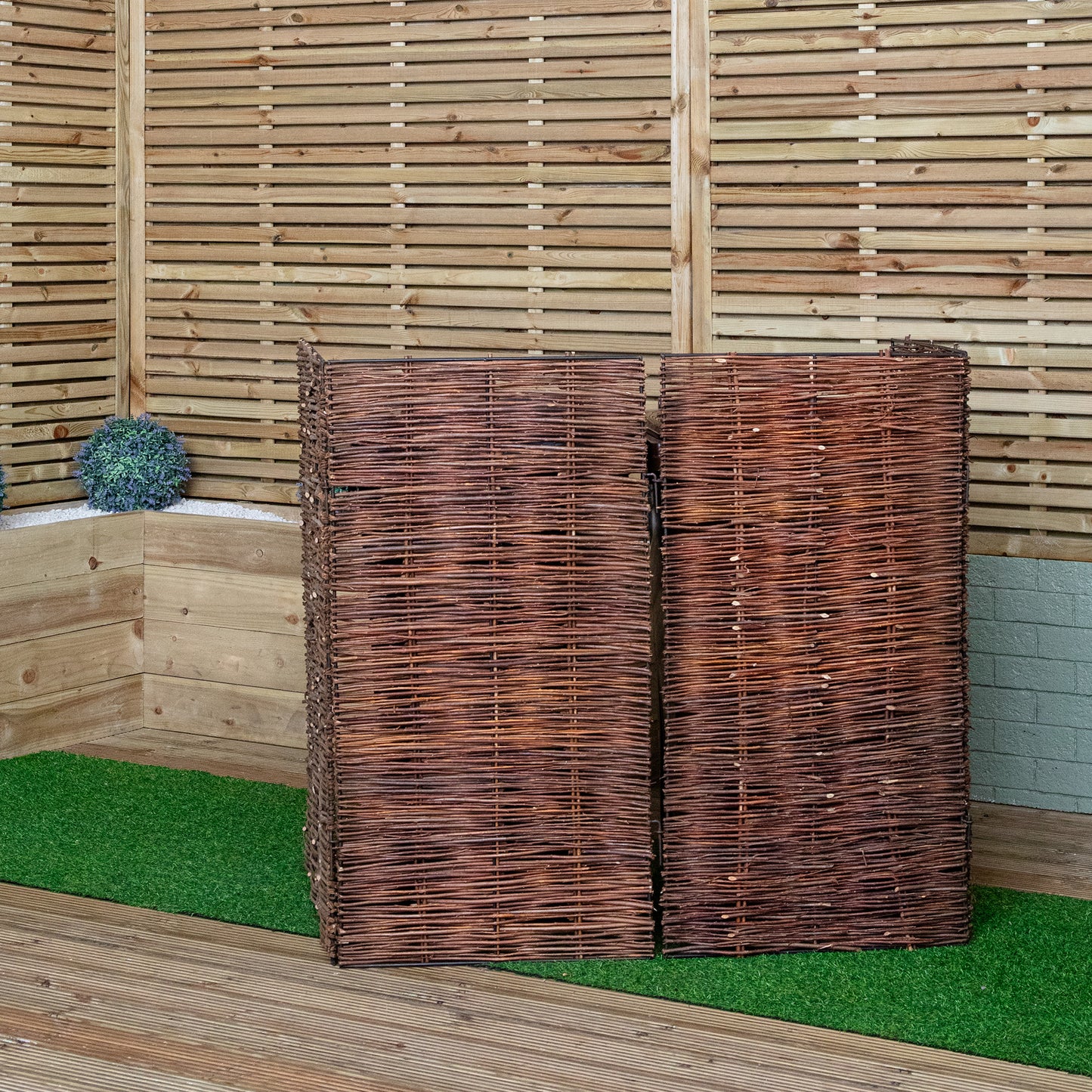 1.16m x 1.22m Double Garden Patio Willow Wheelie Bin Screen Hideaway