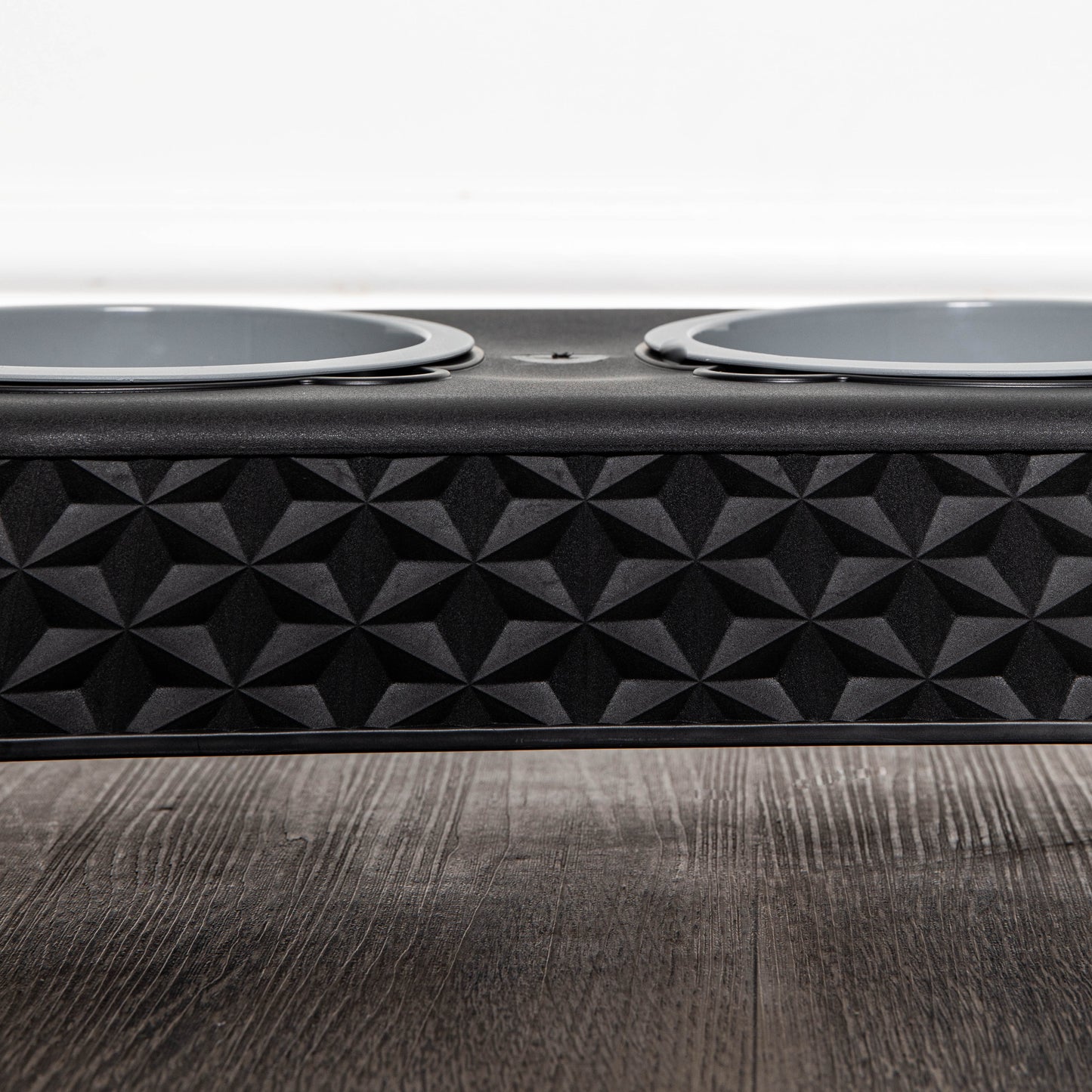 16cm x 9cm Black Plastic Raised Double Pet Bowl Feeding Station with Stand