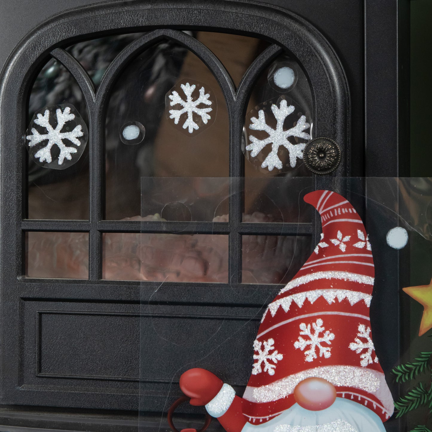 35cm Christmas Gonk in Snow Scene Window Decal Decoration with Glitter