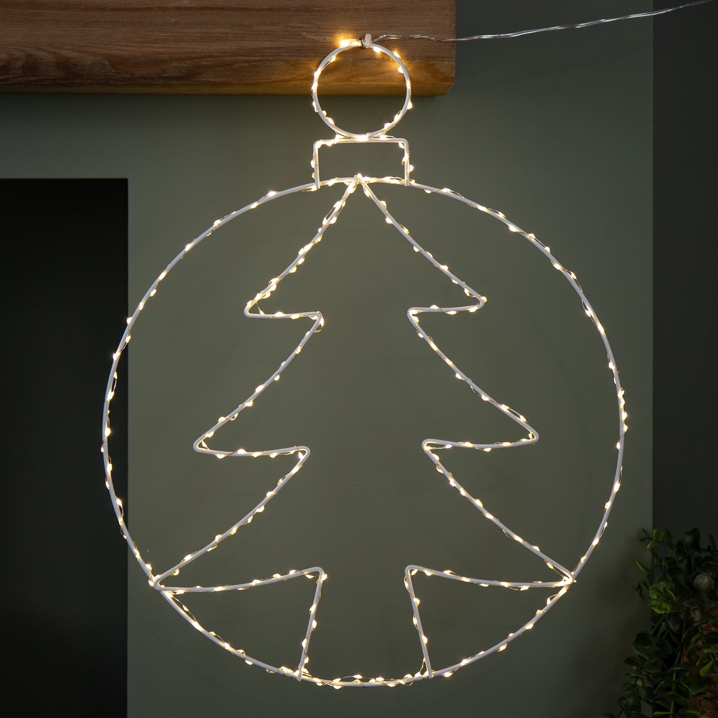 48cm x 38cm Light up Hanging Christmas Tree Bauble with 250 Warm White LEDs
