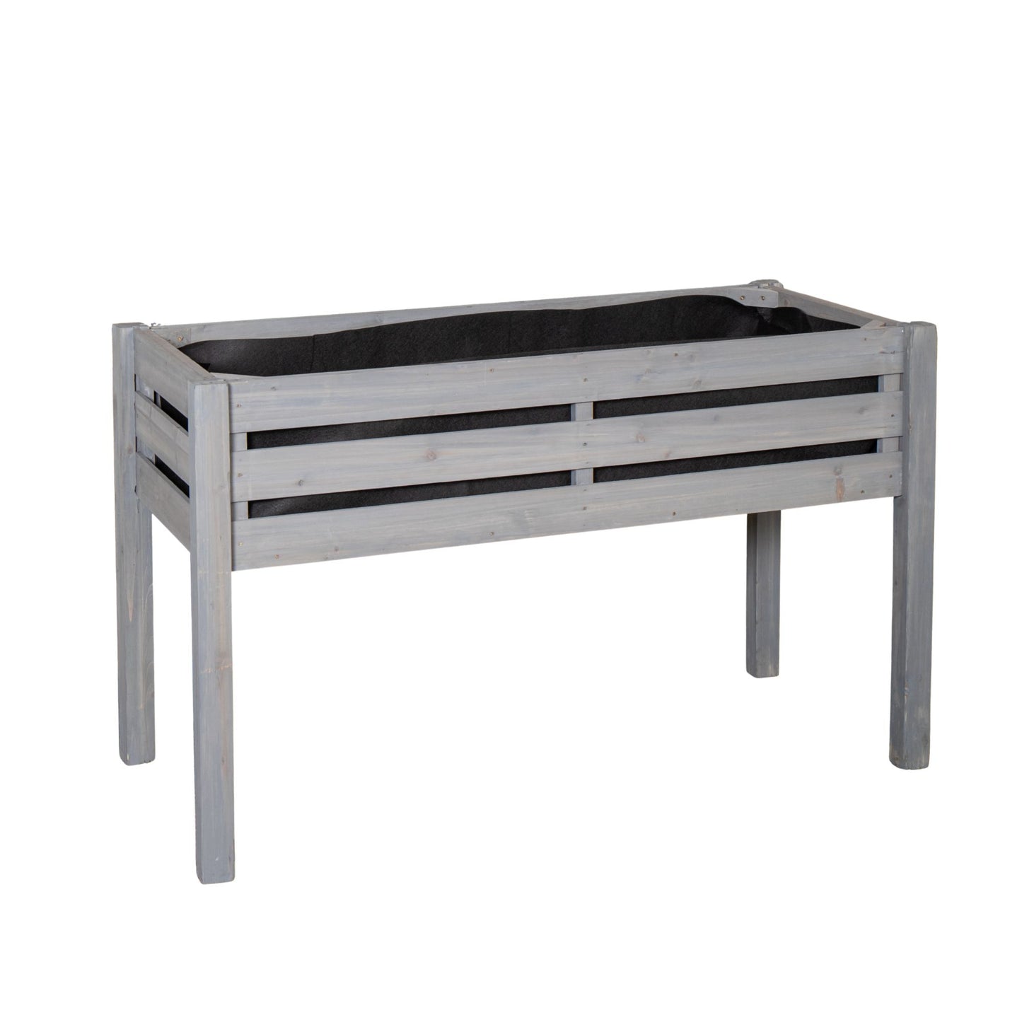 75 x 123cm Samuel Alexander Large Raised Grey Wooden Garden Bed Planter with Slatted Base