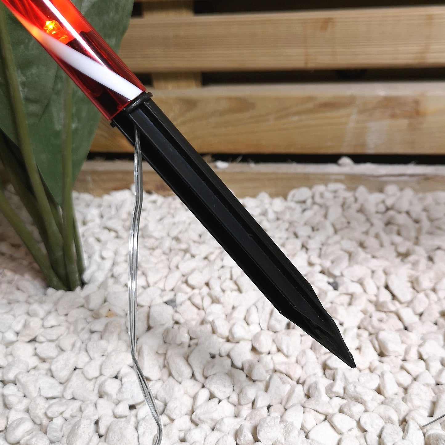 Set of 6 Light up Red & White Stripe Christmas Candy Cane Garden Stakes with LEDs