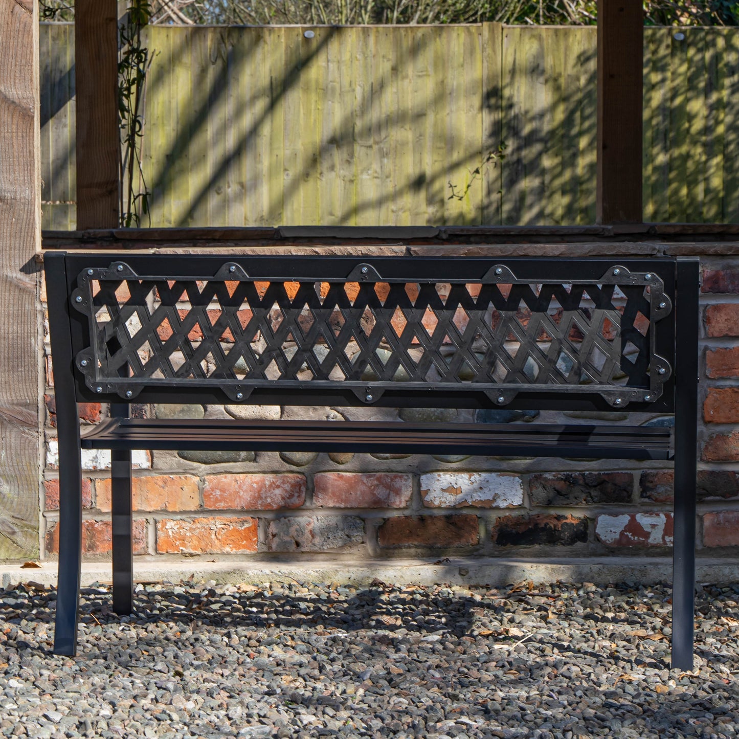 Keswick 2 Seater Outdoor Modern Lattice Design Metal Garden Patio Bench