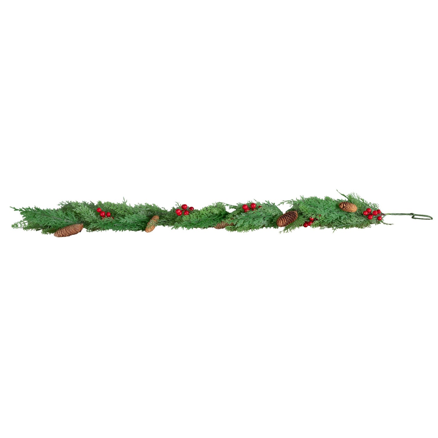 1.50m Pine and Red Berry Christmas Garland with Pinecones