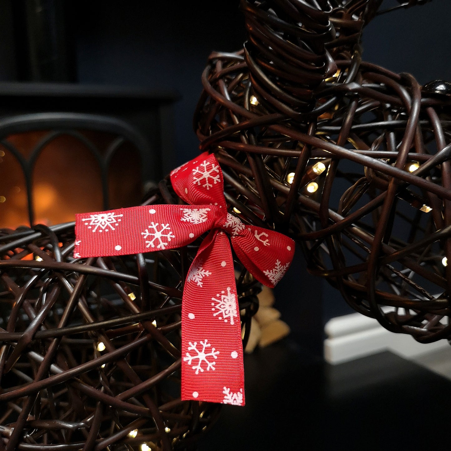 65cm Battery Operated Rattan Woven Rudolph Reindeer with Warm White LEDs