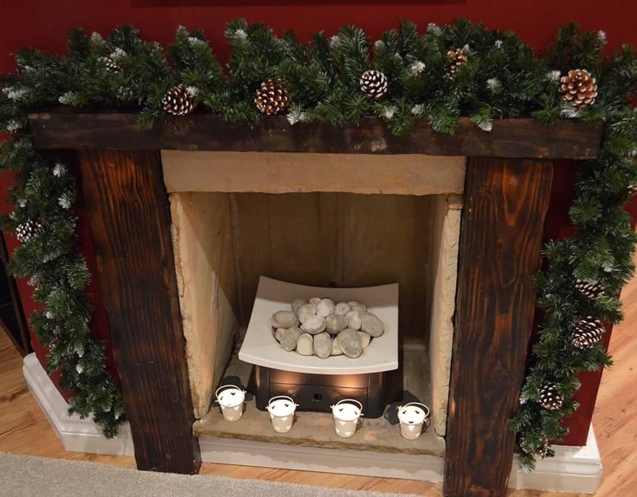 2.7m Snow Tipped Christmas Garland with Pine Cones and Mixed Needles