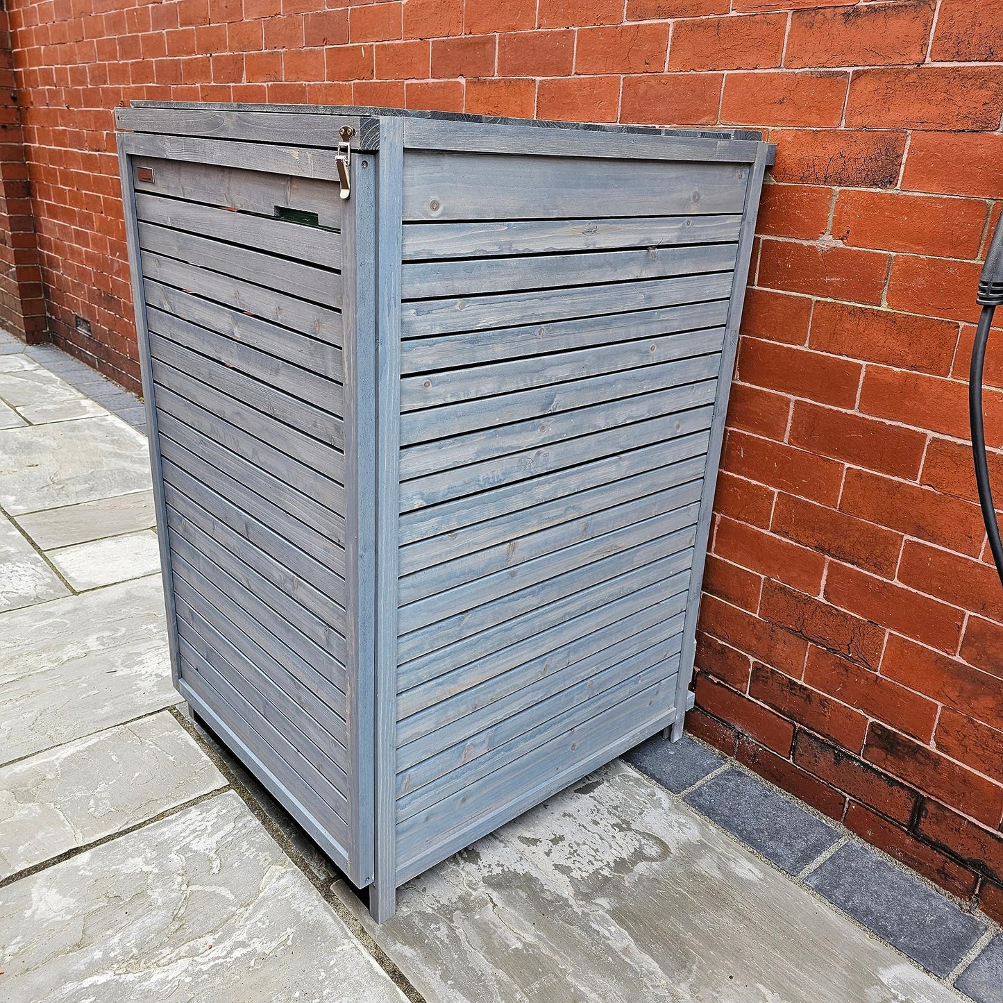 Factory Seconds: 68cm x 1.14m Grey Wooden Outdoor Garden Wheelie Bin Store Storage for 1 Bin