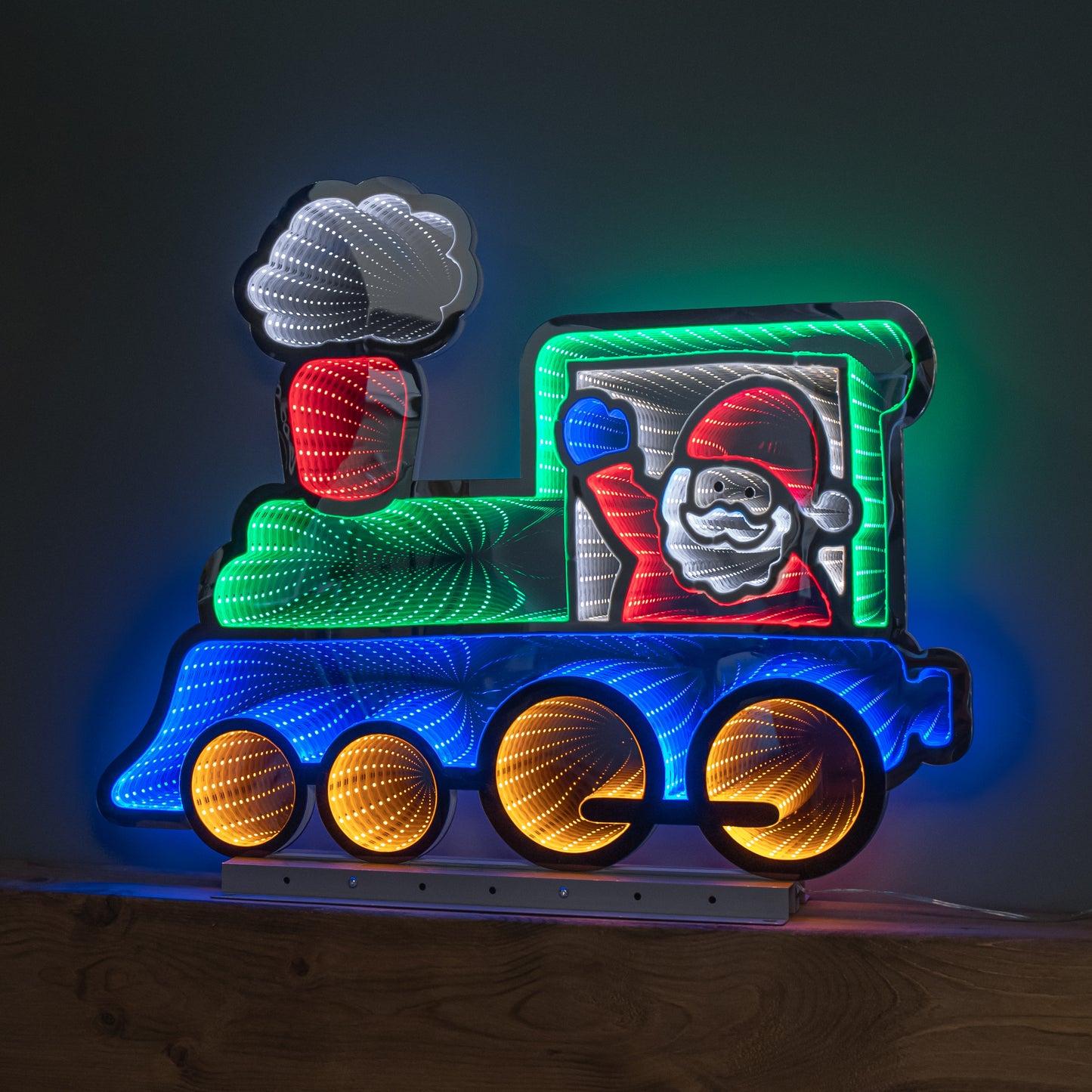63cm Light up Christmas Train Infinity Decoration with Santa & LEDs