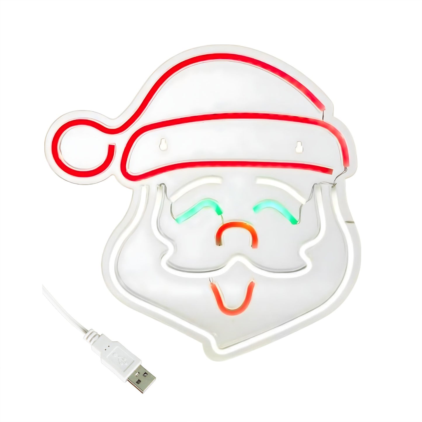35cm USB Powered Light up Christmas Santa Multi-Coloured Neon Sign
