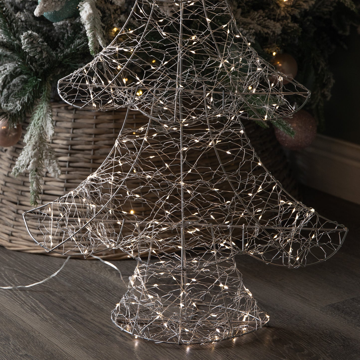 90cm Light Up Christmas Tree Silhouette Decoration with 300 Warm White LEDs
